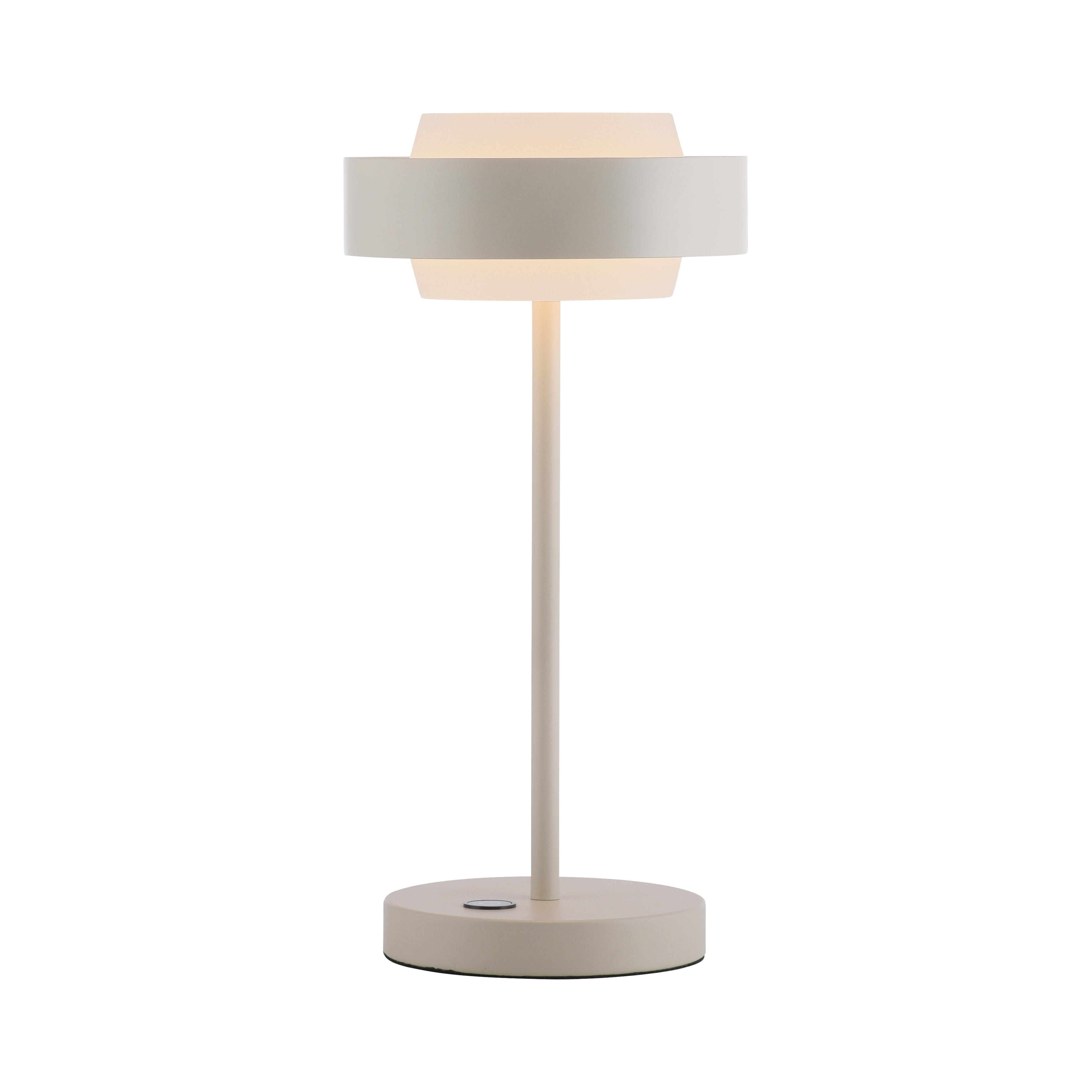 LED-Tischleuchte ELMO in Sandbrise, Tischlampe, Stehlampe, weiße Lampe, Rundbasiskomponenten, moderner Stil