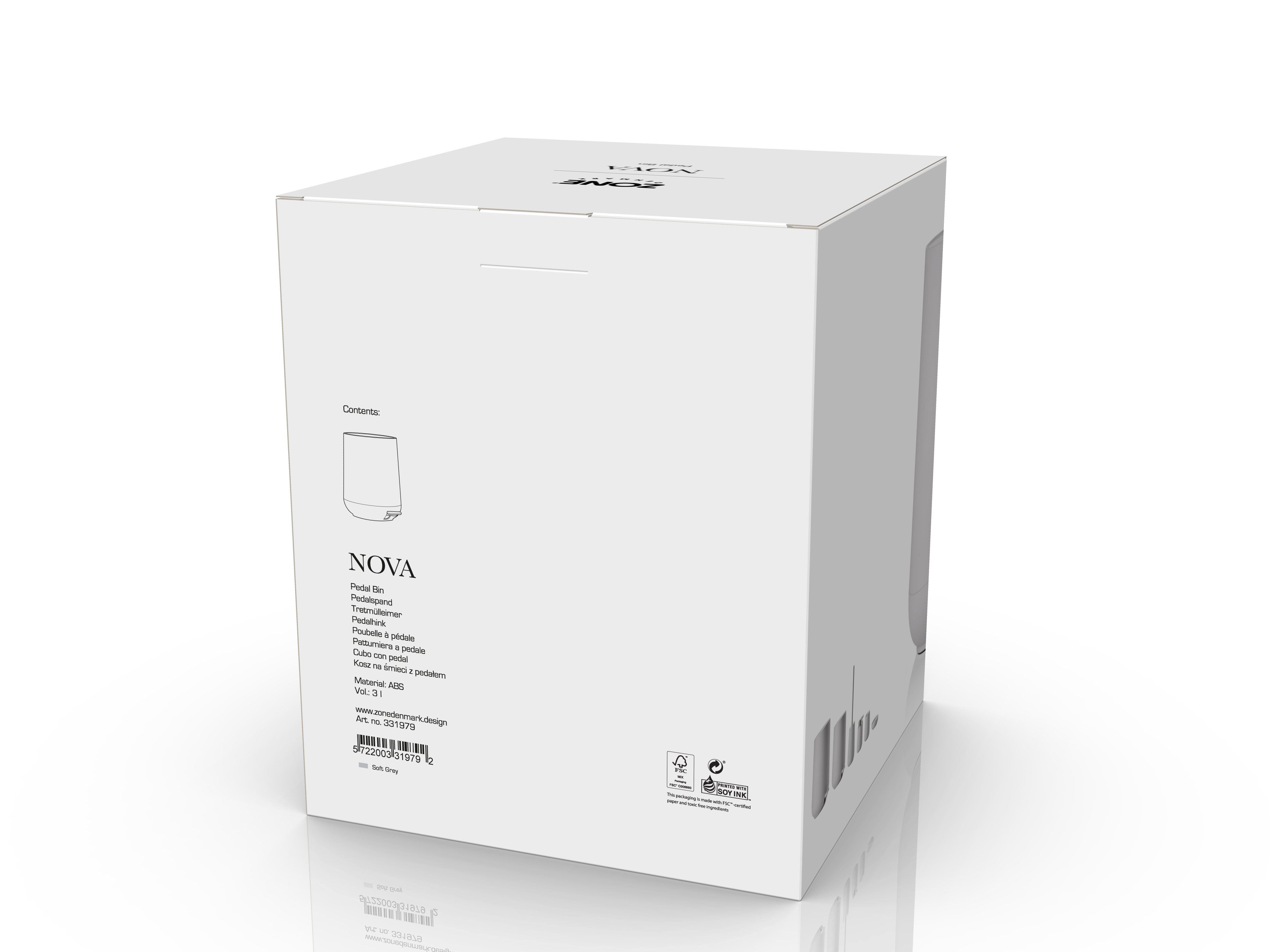 Zone Denmark Pedaleimer 3 Liter in Farbe soft grey