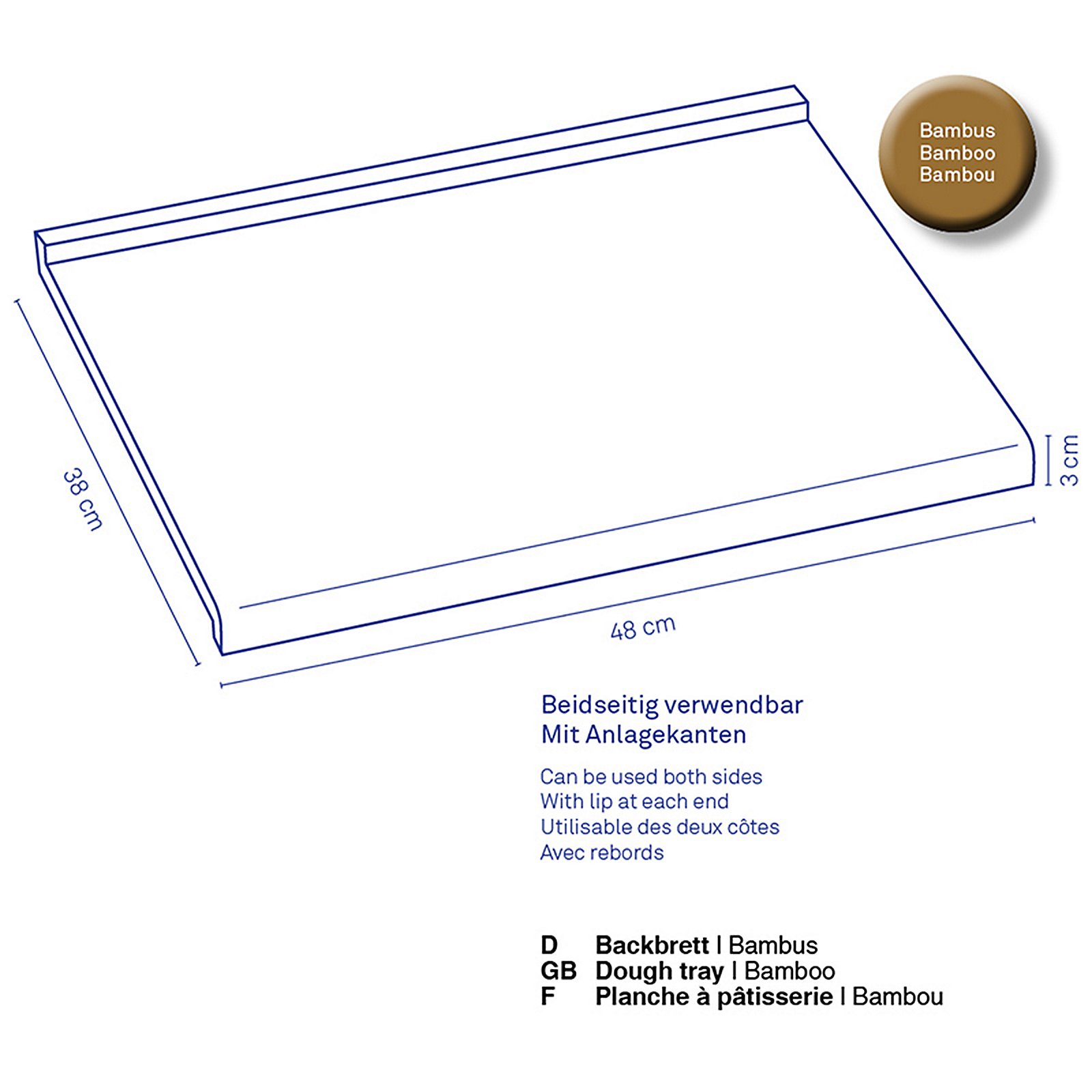 Kela Backbrett KIANA in Farbe Bambus, Seite, Text