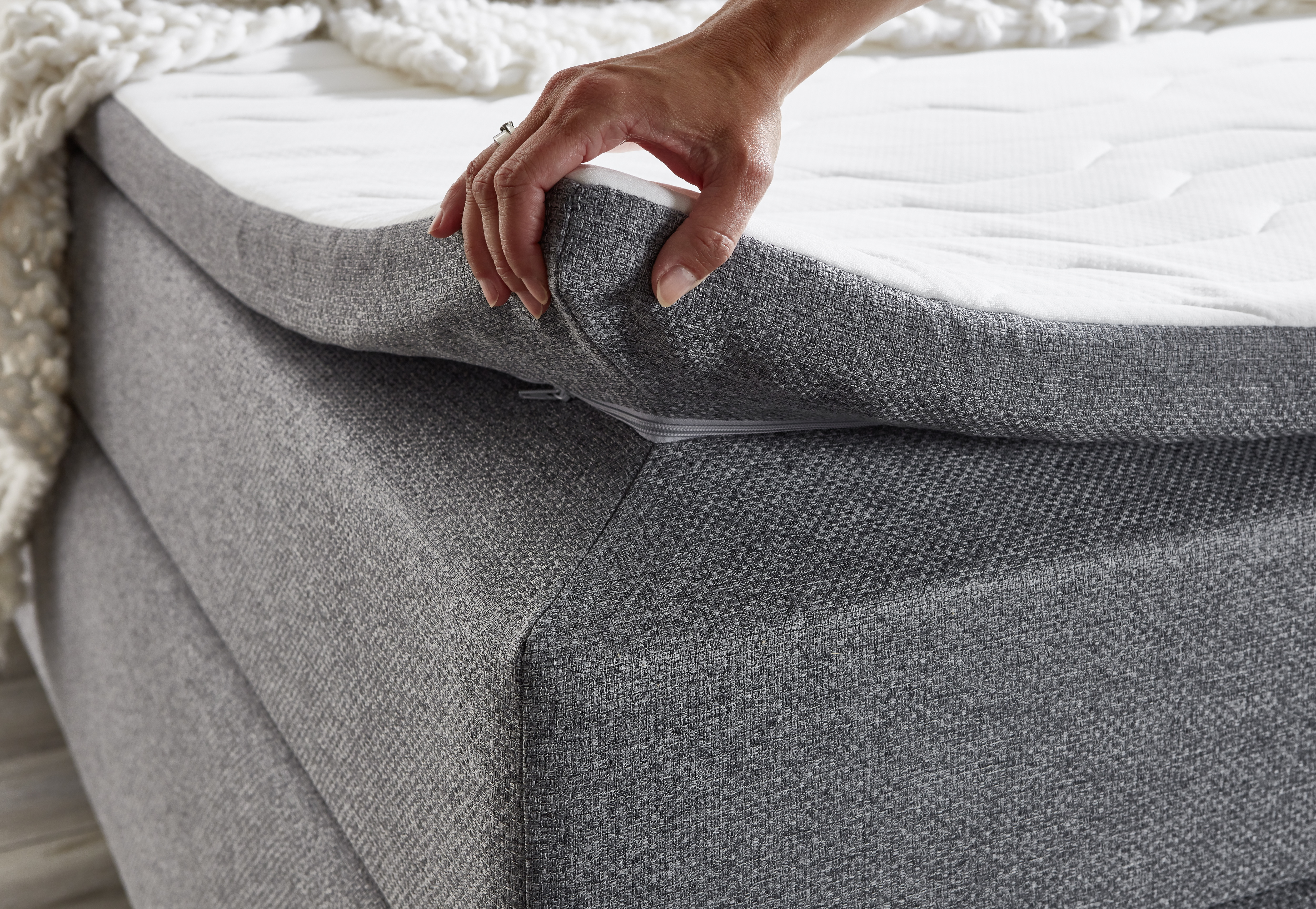 Sun Garden Boxspringbett KENRORA BX2360 in Stoff 50512-710 grau