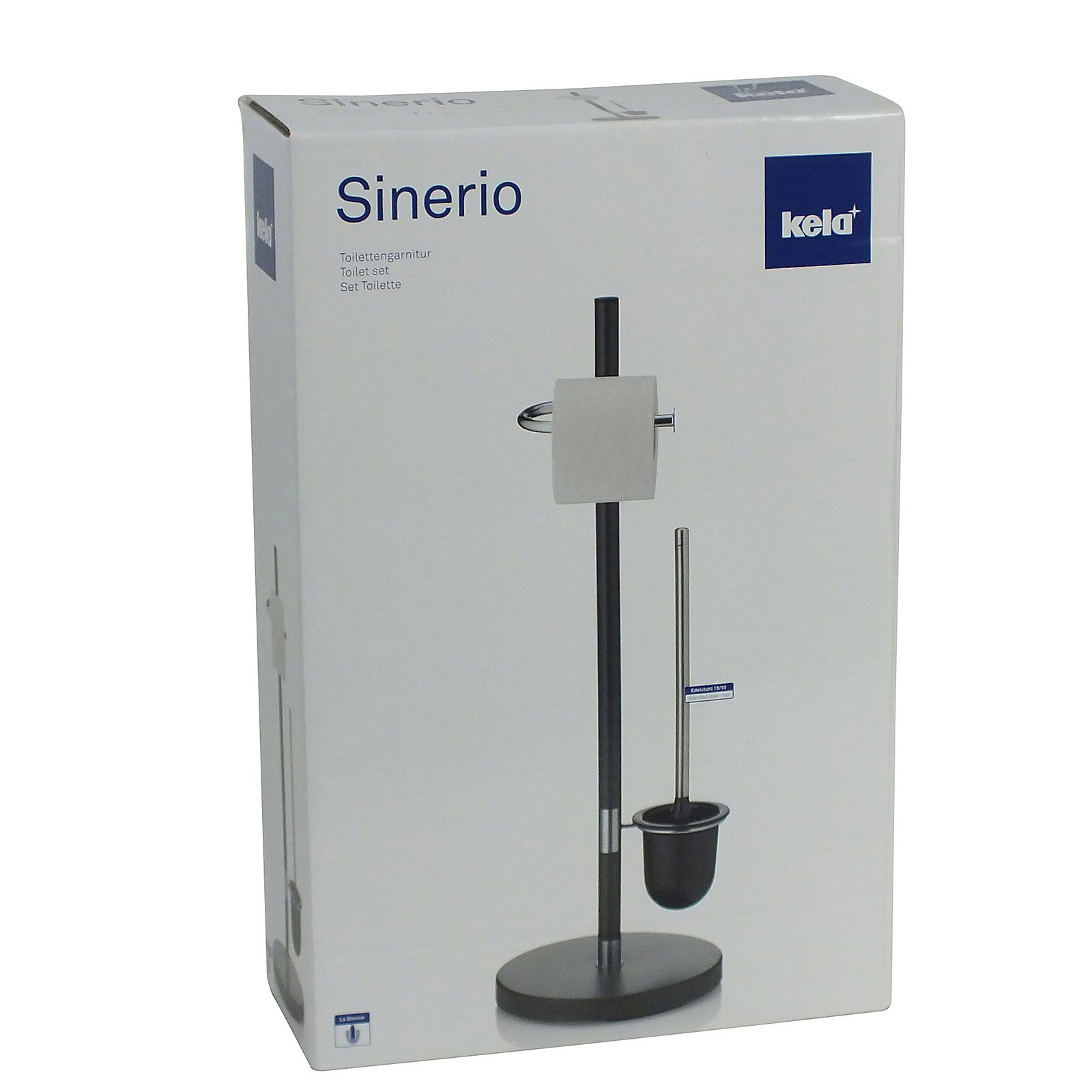 Kela Toilettengarnitur SINERIO in Farbe Anthrazit, Toiletpapierhalter, Toiletten-Set, Ständer, Metall, Schwarz Staander, Toilettegarnitur, Toilettenpapierhalter, Ständer, Bodenständer, Set