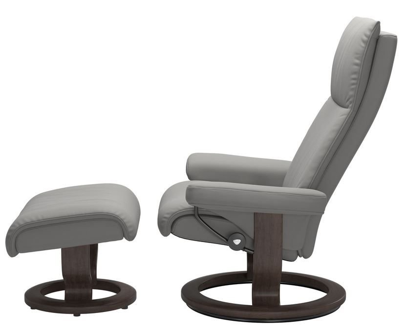 Stressless Sessel mit Hocker Aura (M) in Leder Paloma silver grey