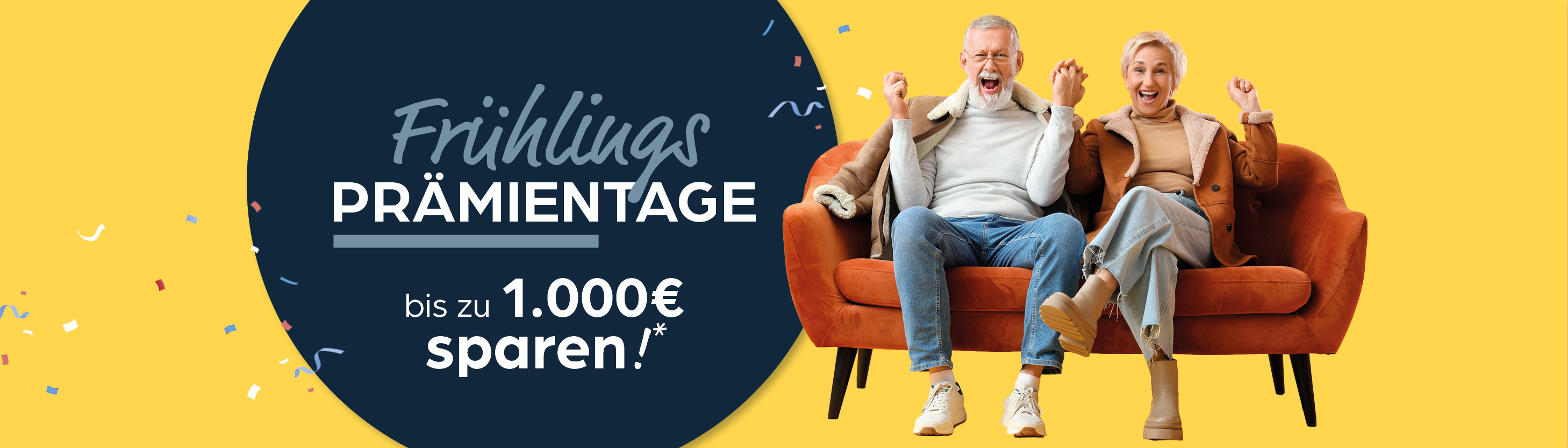 Garnitur, Sofa, Paar, Konfetti, Werbung