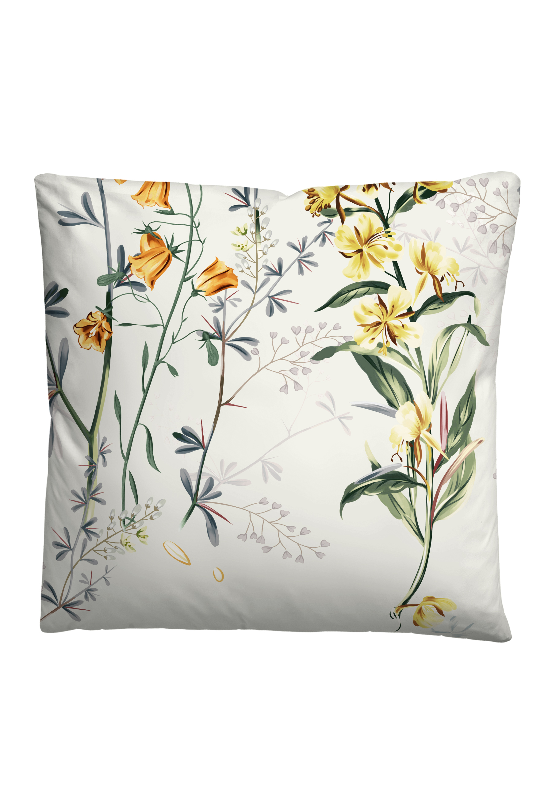 biberna SATIN-Bettwäsche ca. 155x220cm in Farbe Perlmutt, Kissen, Kissenbezug, Blumenmuster, Floral-Design, Kissenhülle