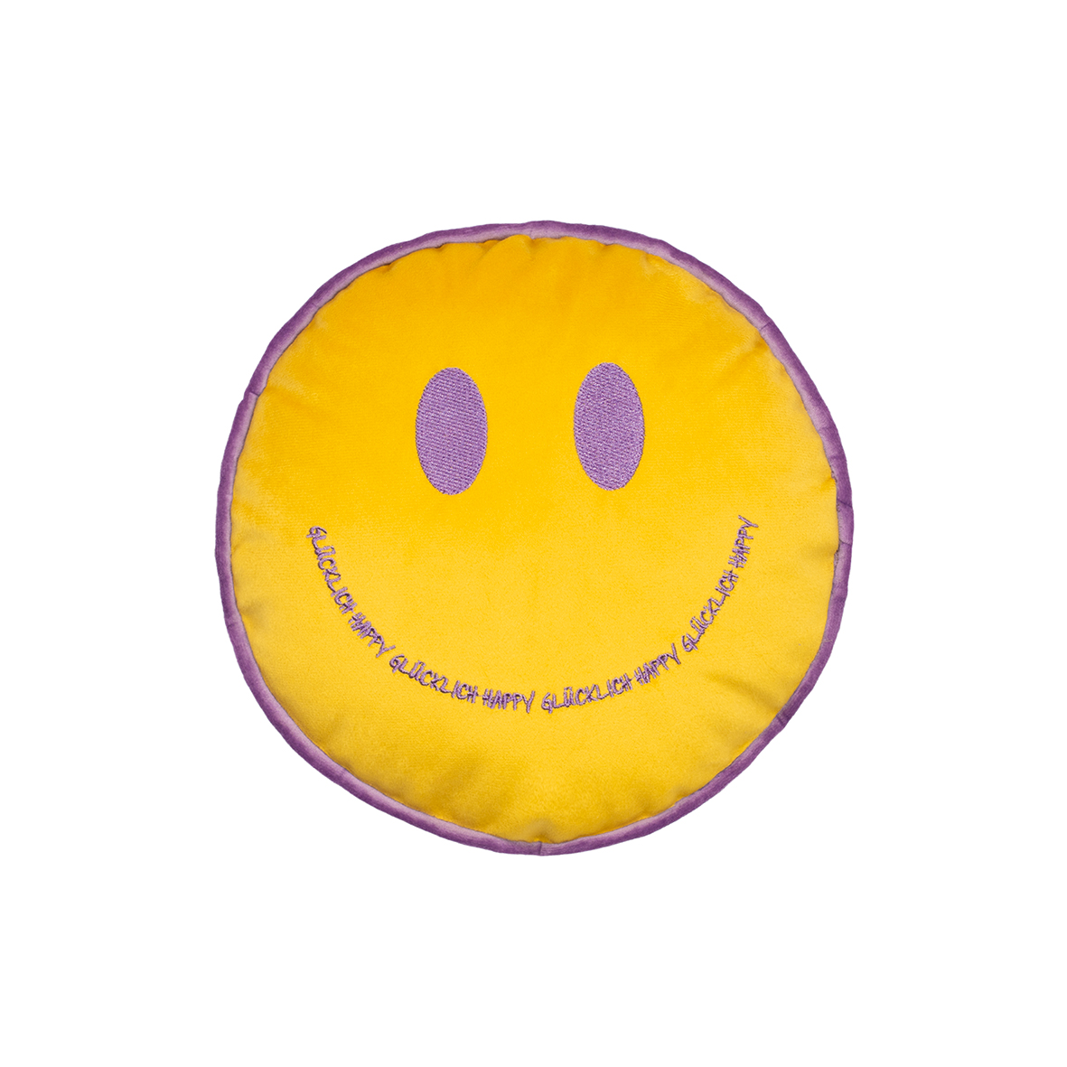 Kissenhülle D: 23 cm, Kissen, Smiley, Rund, Gelb, Lila