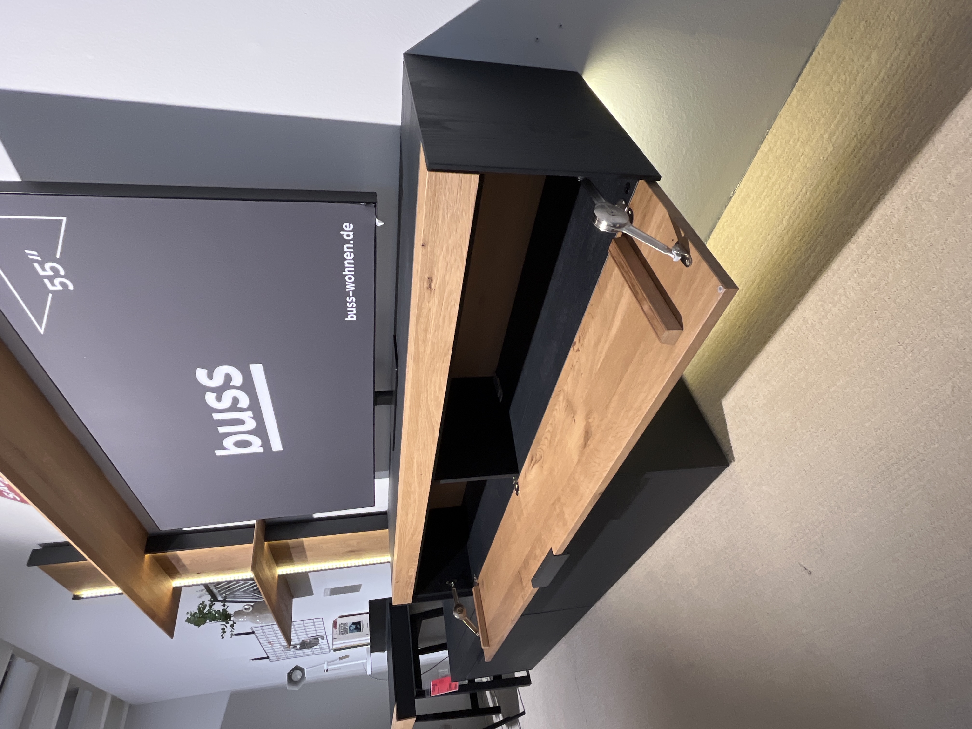 SCHÖNER WOHNEN-Kollektion Wohnkombination ca. B300 H205 T49 cm in Kerneiche Umato gebürstet, Holz, Küchenmöbel, Schrank, Schublade, Stauraum