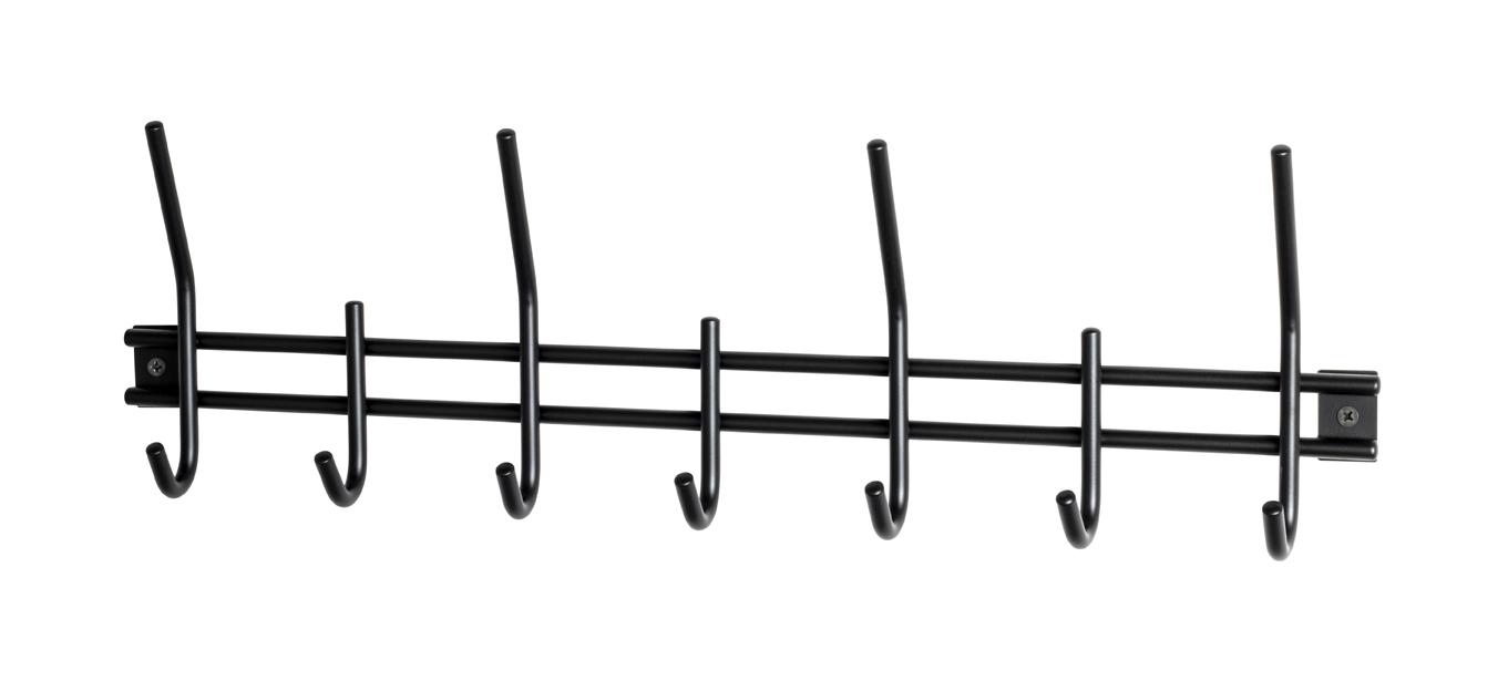 Garderobenleiste CARLOS in Farbe Schwarz Garderobenleiste in Schwarz, Garderobenhaken, Wandhaken, Metallhaken, Schwarz, 6 Haken