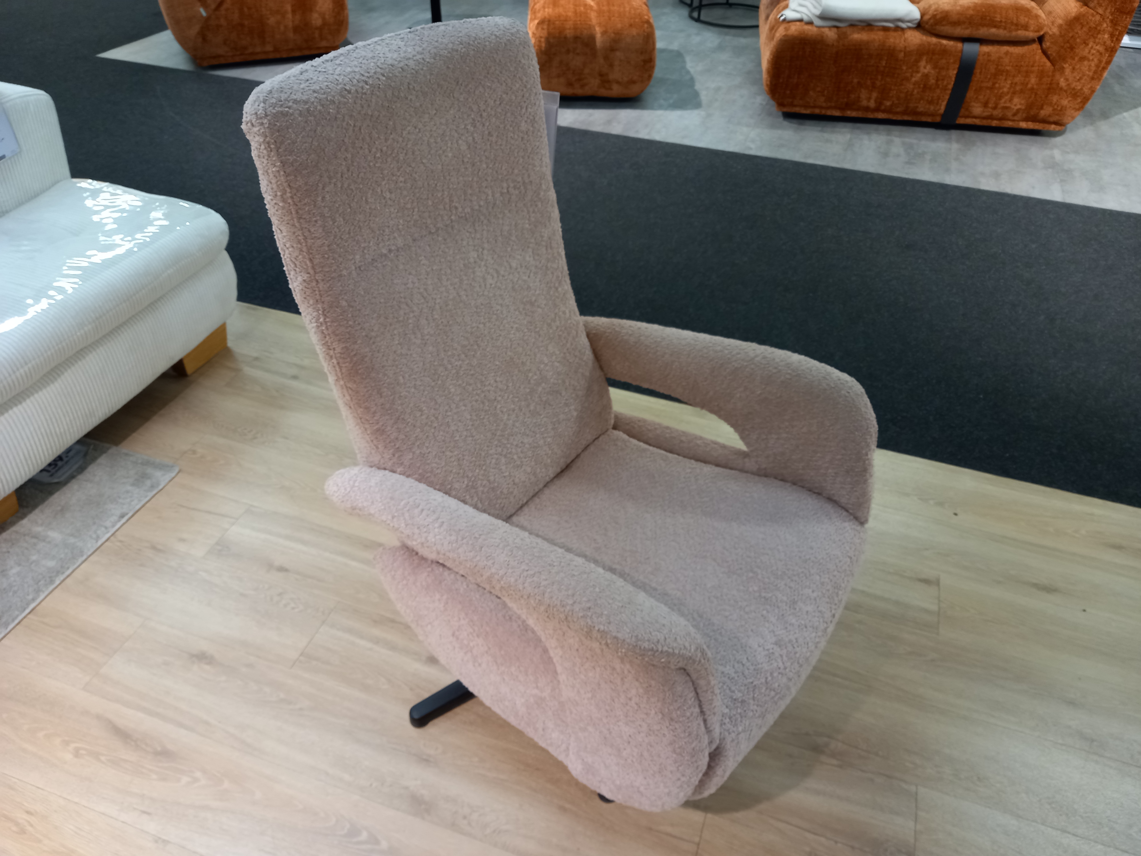 Modulmaster Relaxsessel MM-MP1063 ( Fashion), Drehsessel, Stoffsessel, Armlehnen, Rosa-Beige, Bouclé-Polsterung