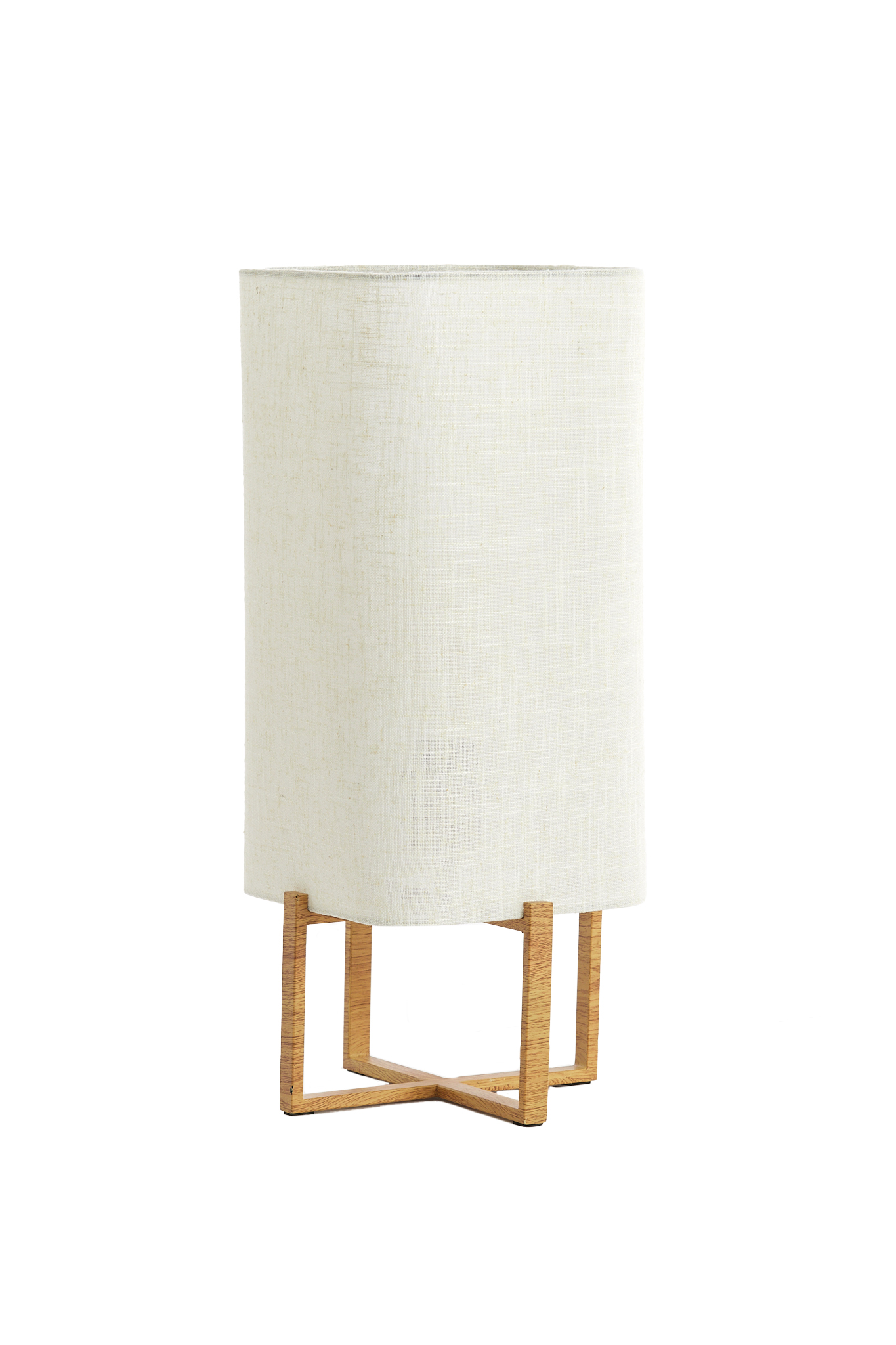 Tischleuchte ca, 22x22x51cm in wood Print natur+Linen creme