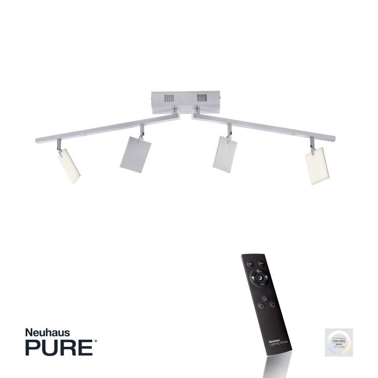 Paul Neuhaus LED-Deckenleuchte PURE MIRA 4-flammig in Farbe aluminium, Elektronik