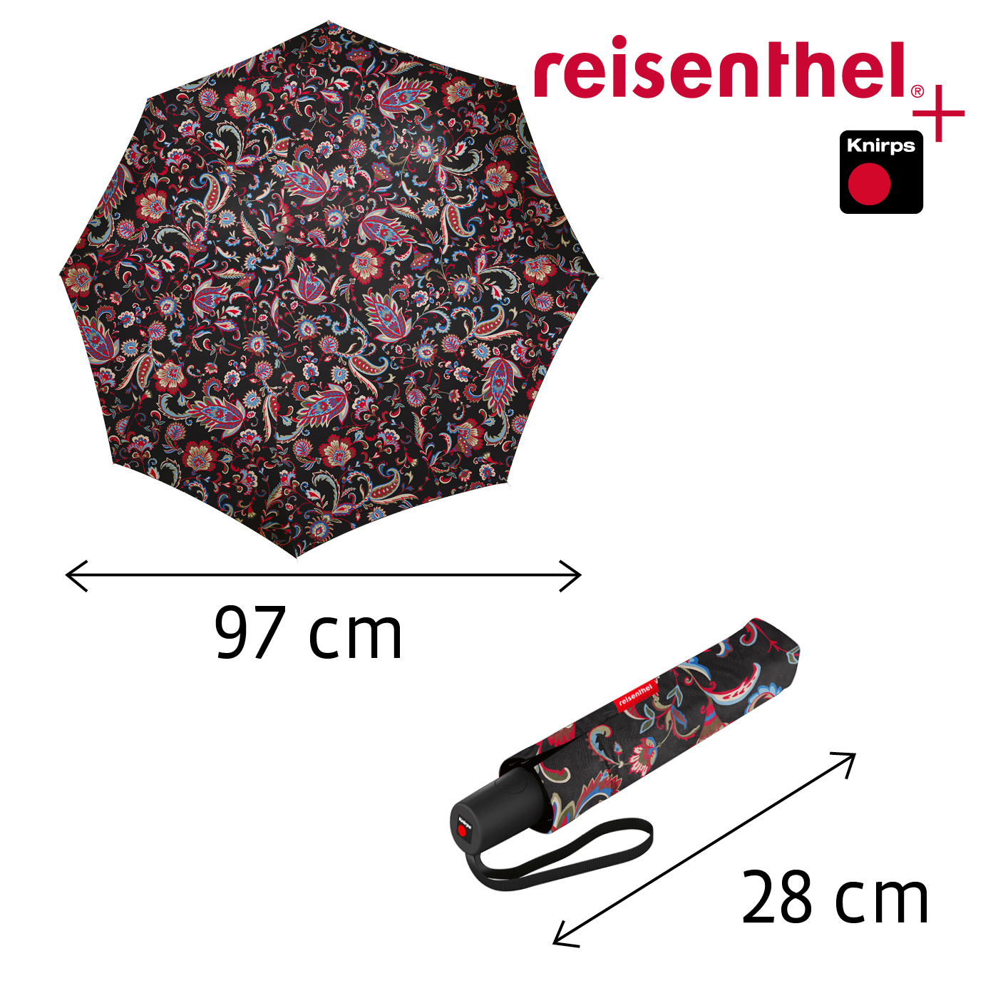 Reisenthel UMBRELLA POCKET DUOMATIC in Farbe paisley black