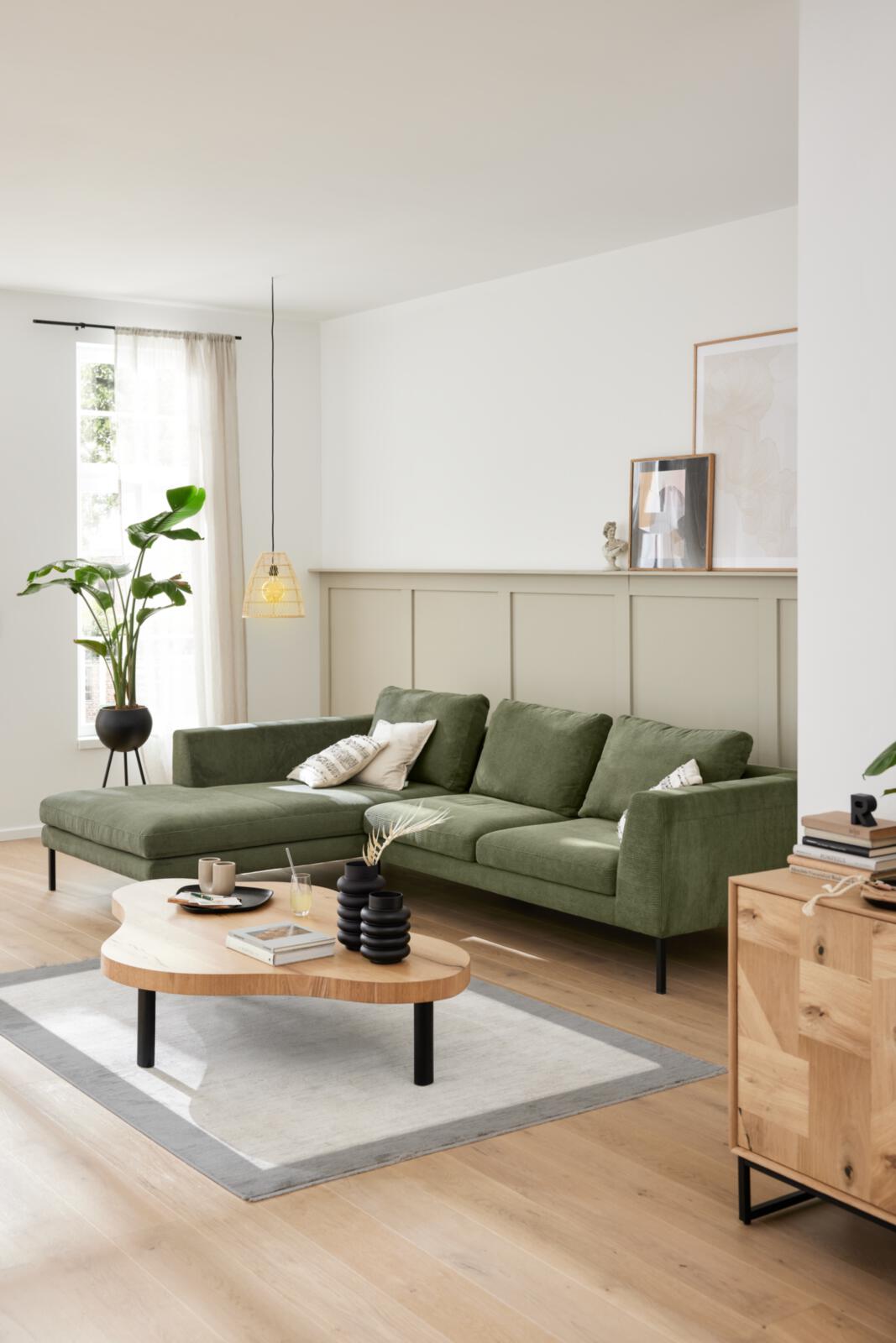 Roomio Eckkombination NO. 4101 ca. 201x301cm in Stoff Feincord olive