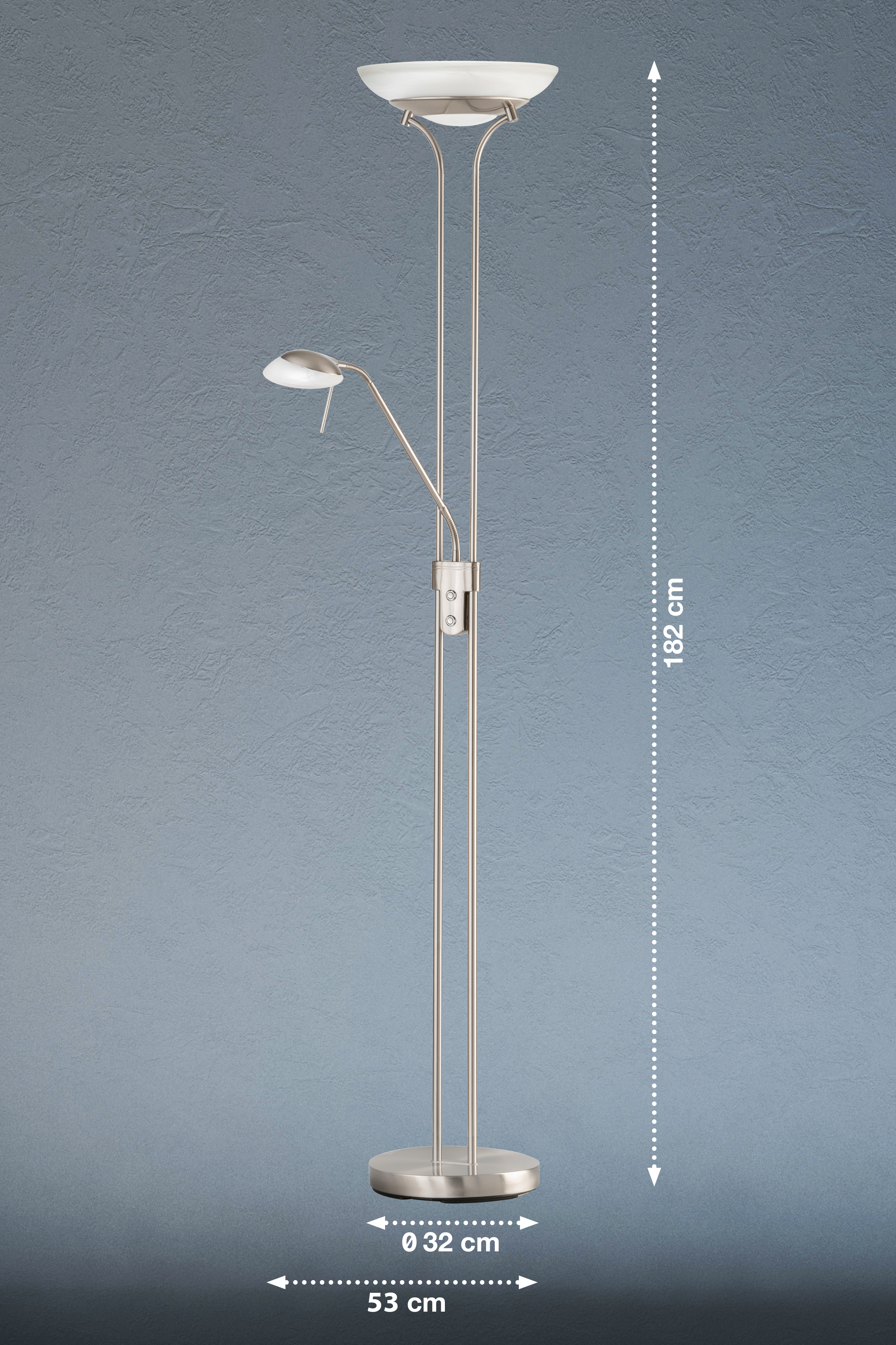 Fischer & Honsel LED-Stehleuchte POOL TW in Nickel matt/Glas alabasterfarbig