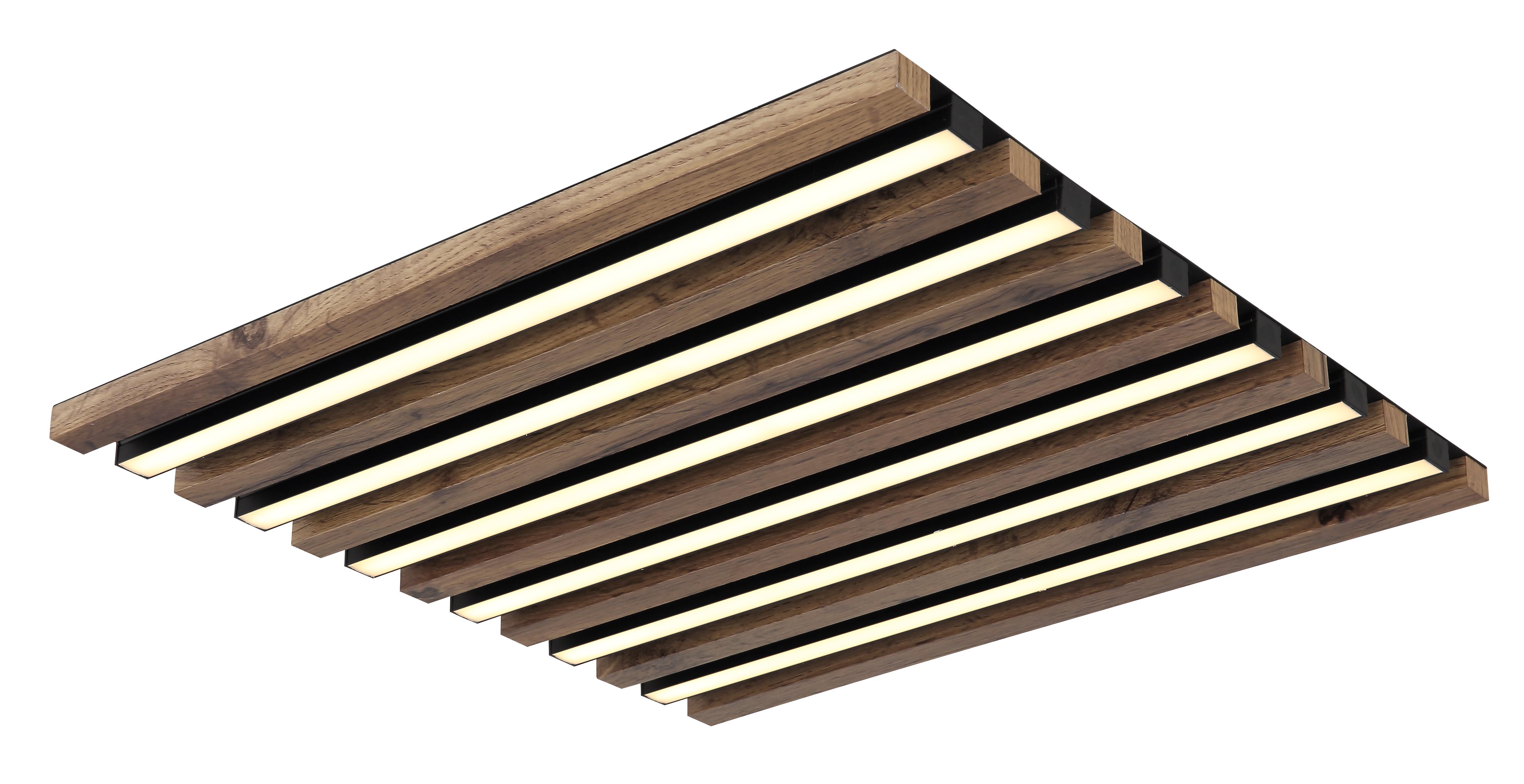Globo LED-Deckenleuchte HAYDEN 1-flammig in Farbe schwarz matt, holzoptik dunkel, Holz, Deckenleuchte
