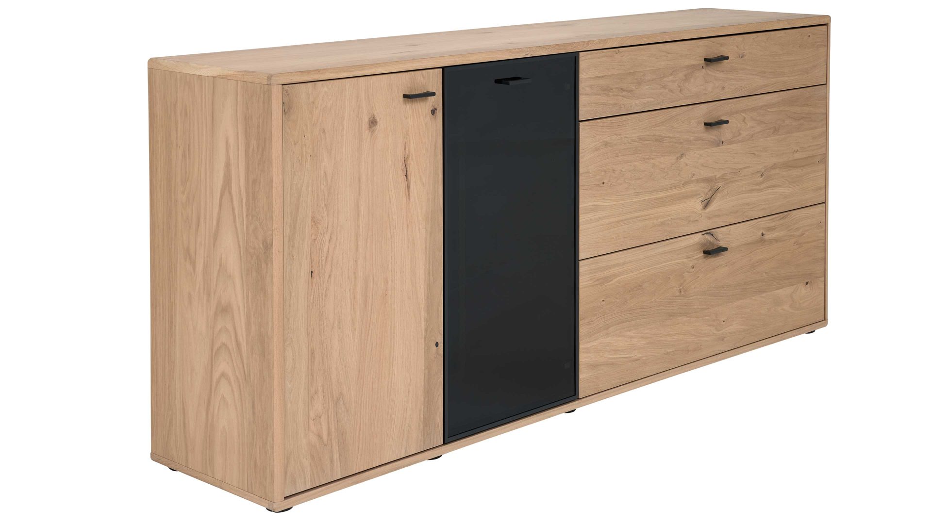 Interliving Sideboard IL 2024 in Eiche furniert/Schwarzglas Interliving Sideboard IL 2024 in Eiche furniert/Schwarzglas