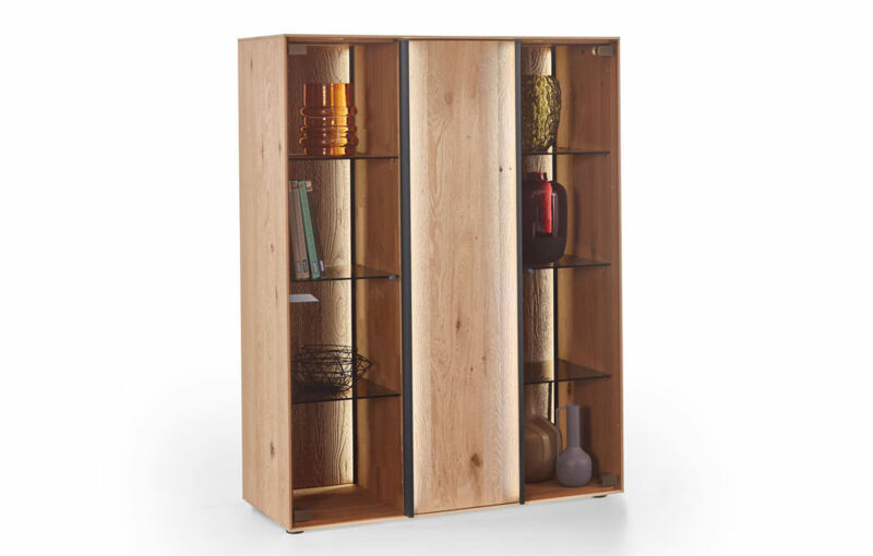 Hartmann Highboard ANEA ca. B111 H145 T44 cm in Kerneiche natur sandgestrahlt Hartmann Highboard ANEA ca. B111 H145 T44 cm in Kerneiche natur sandgestrahlt, Schrank, Vitrine, Regal, Holz, Glasregal