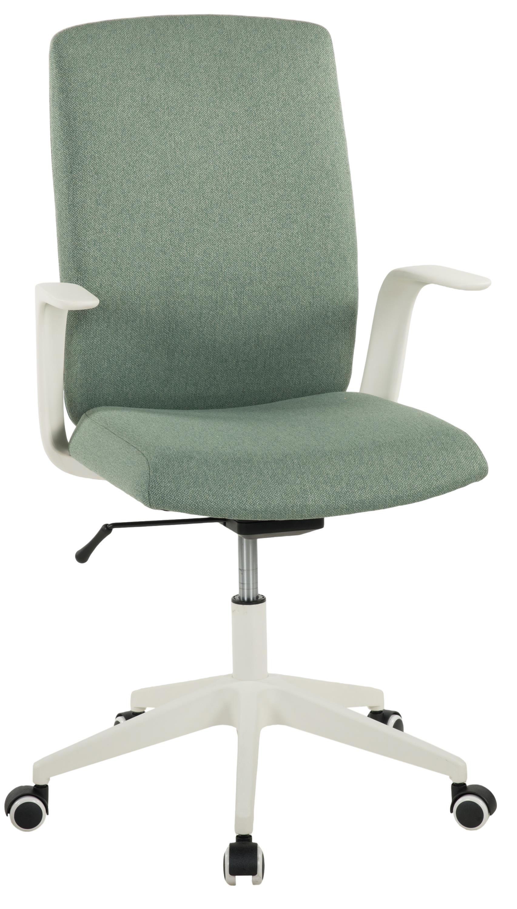 Drehstuhl FLORIS in Stoff 210 Grün // Drehstuhl // Bezug Webstoff Grün // Gestell und Armlehne Nylon Weiß, Moebel, Kissen, Dekoration für Zuhause, Stuhl