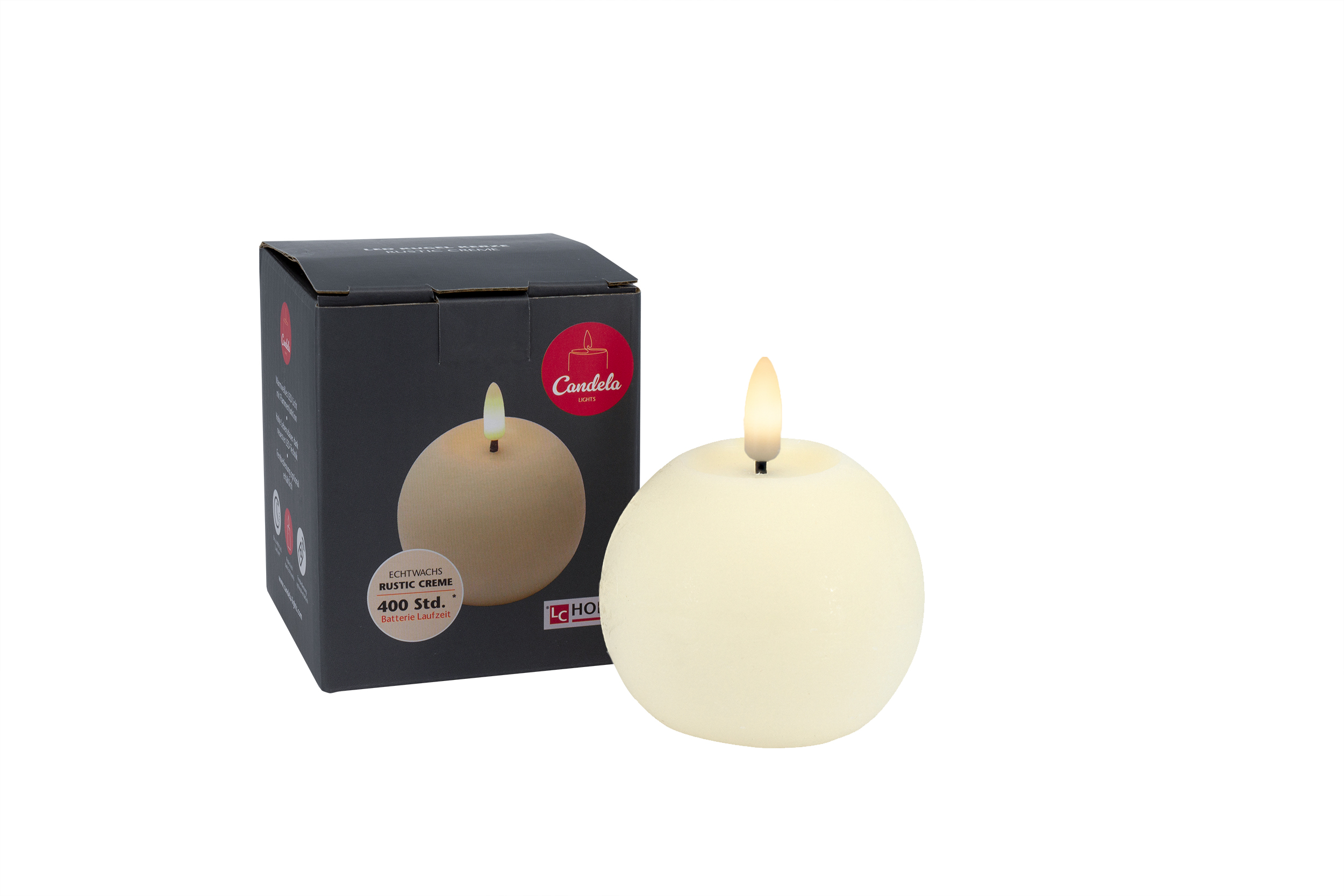 LED-Kugelkerze BASIC in Beige L.C. Wholesaler LED-Kugelkerze BASIC ca. Ø 8, H 7cm in cream rustic, 8x7cm
