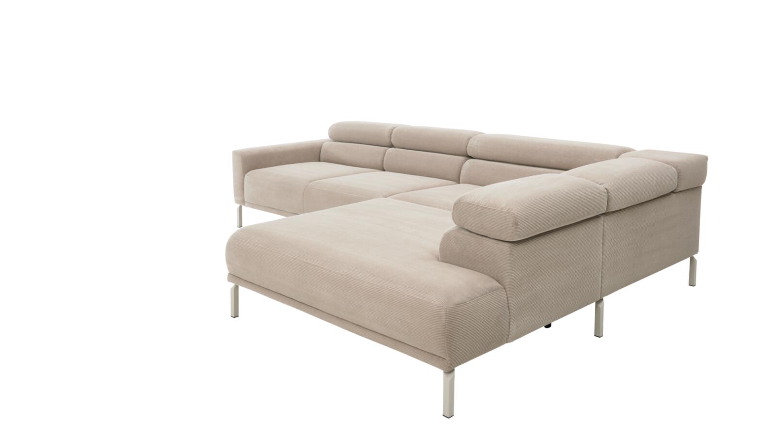 Roomio Polsterecke NO. 4106 ca. 303x219cm in Feincord sand, Ecksofa, Sofa, Beige, Stoff, Rückenlehnenkissen
