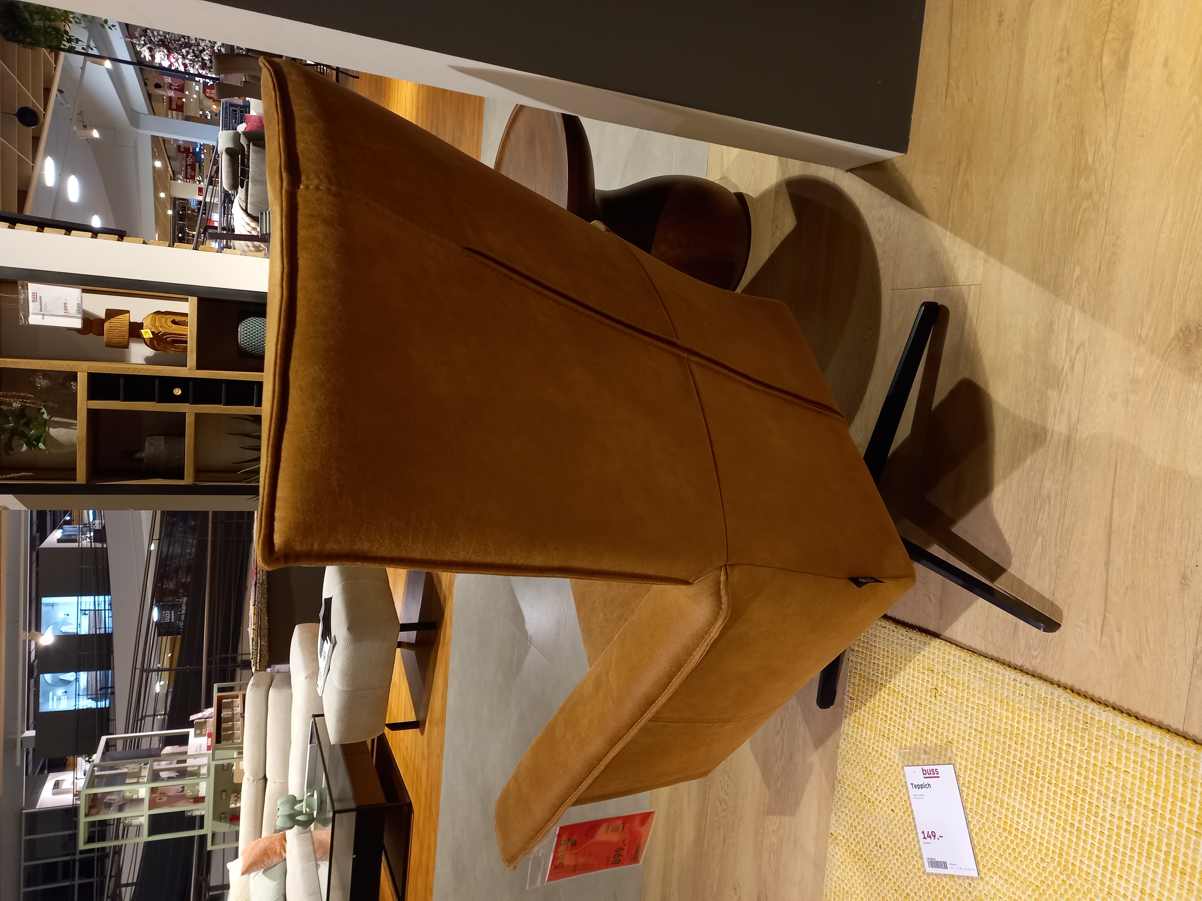 Henders & Hazel Sessel Carola in Microfaser cognac, Sperrholz, Holz, Innenarchitektur, Fußboden, Bodenbeläge