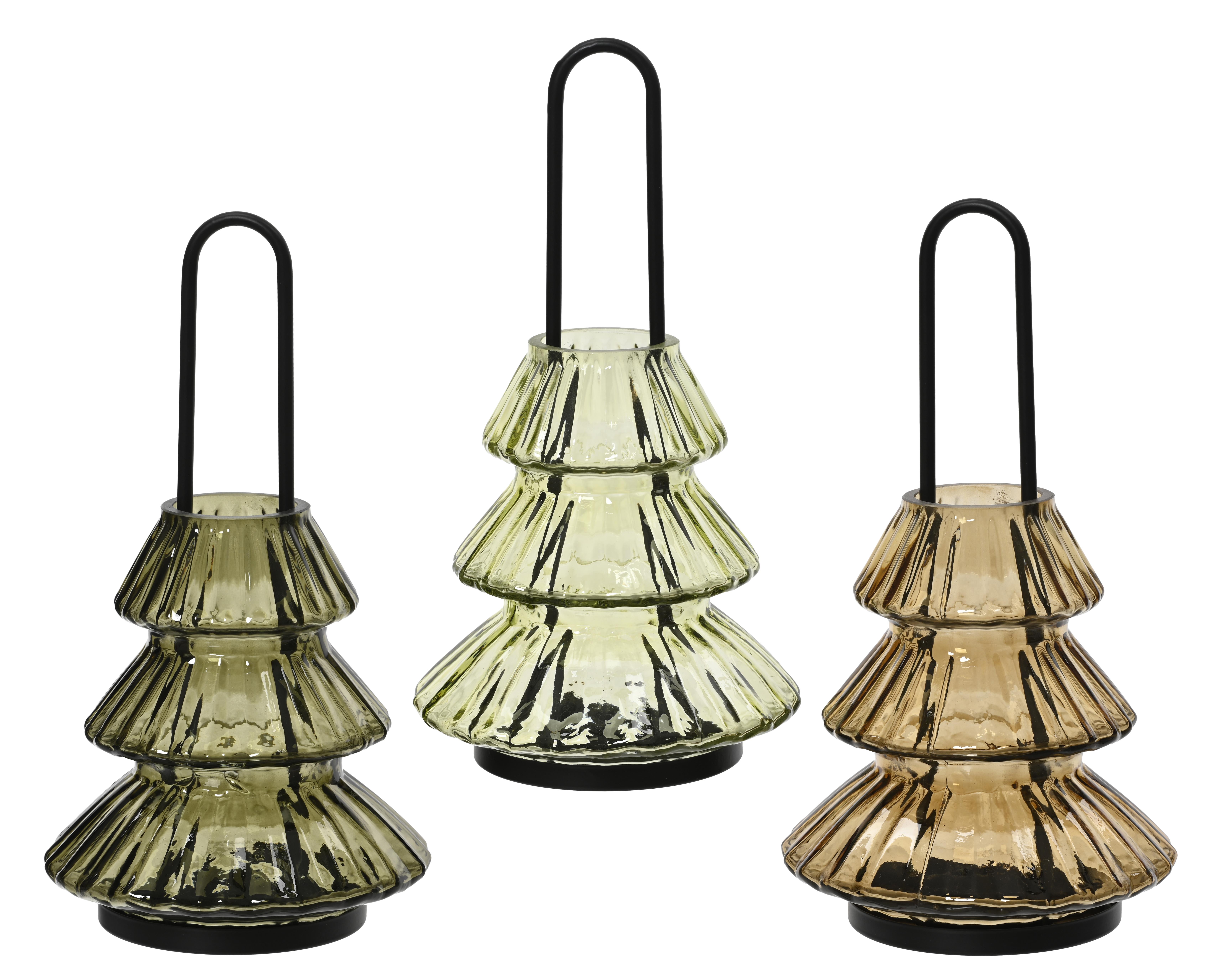 Kaemingk Laterne Glas Tannenbaum 647805 in sortiert Höhe ca. 29 cm, Lampe