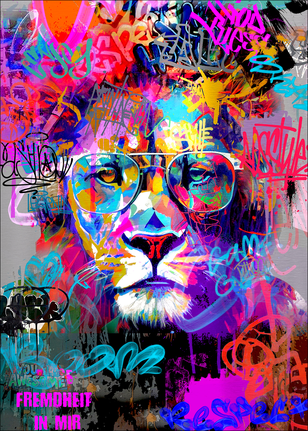 PRO ART Alu-Art 100x70cm Graffiti Lion