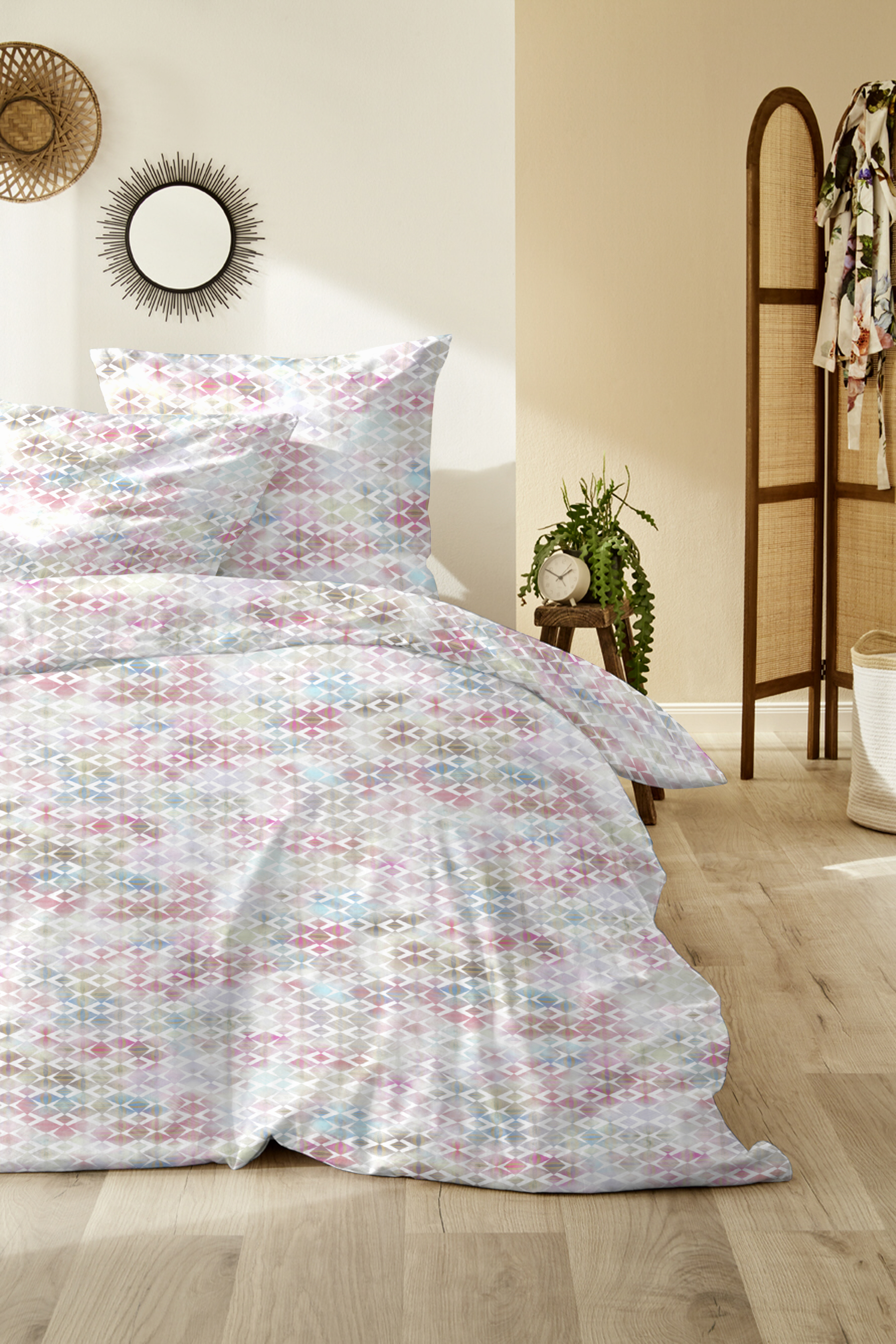 Hahn Haustextilien Perkal-Bettwäsche 135x200cm ca. 135x200cm, Kopfkissen ca. 80x80cm in Farbe Mehrfarbig/weiß Hahn Haustextilien Perkal-Bettwäsche 135x200cm ca. 135x200cm, Kopfkissen ca. 80x80cm in Farbe Mehrfarbig/weiß