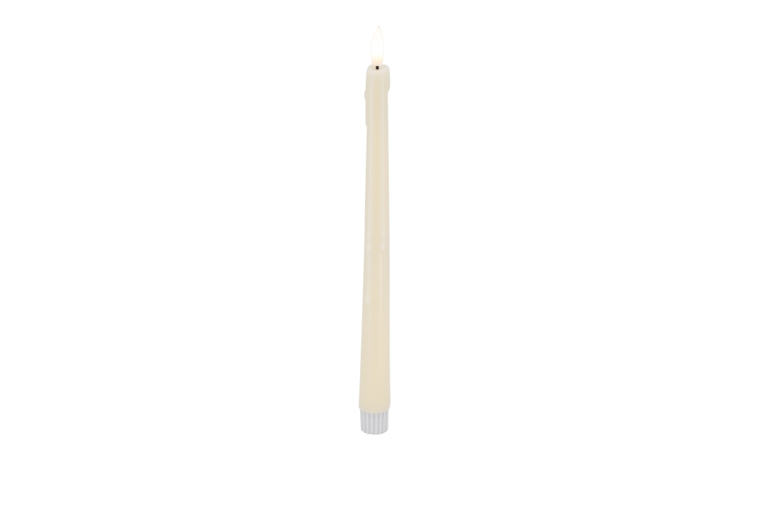 L.C. Wholesaler LED-Dinnerkerze 2er-Set BASIC ca. Ø 2,2, H 26,5cm in cream rustic, 2.2x26.5cm