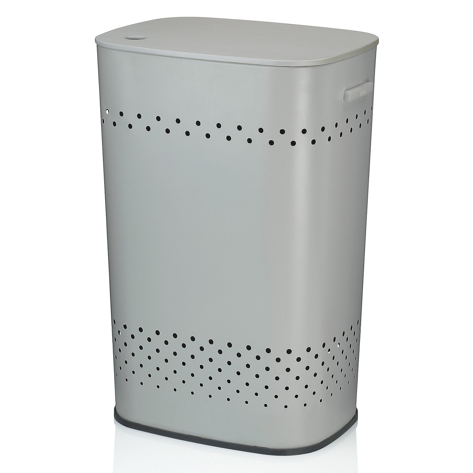 Kela Sitz-Wäschebox MALAGA in Farbe Hellgrau, Herdkorb, Sortenkorb, Metall, Perforationen, Bruchfestes Metall, Wäschekorb, Waschkorb, Korb, Metallkorb, perforiert