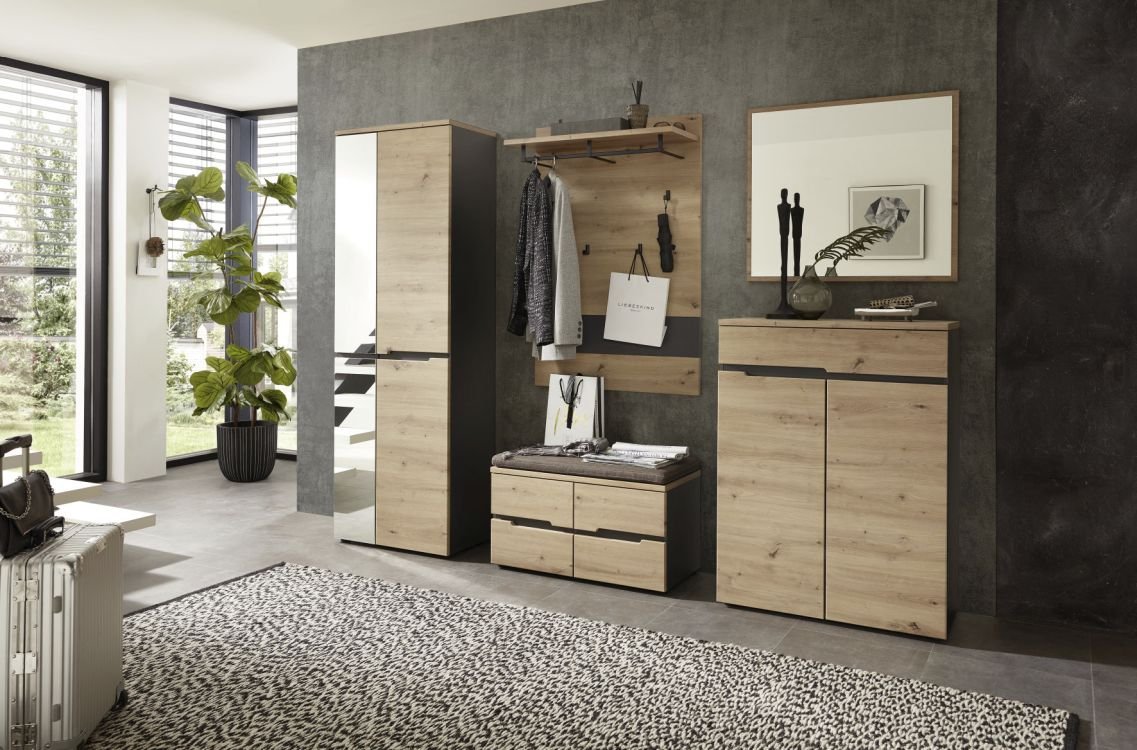 Bank in Mehrfarbig Innostyle Bank MEMPHIS in Artisan Eiche/Absatz graphit