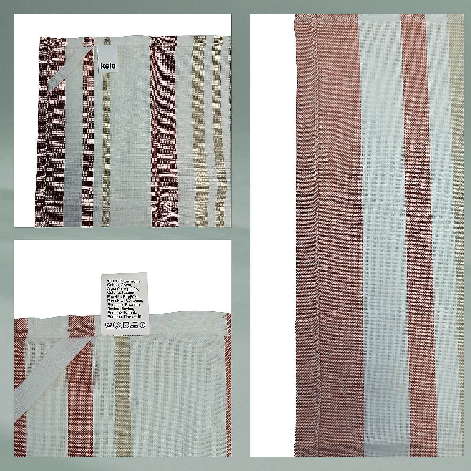 Kela Geschirrtuch PASADO in Farbe Terra, Strandkleid, Streifenmuster, Baumwolle, Taschenband, Naturtöne