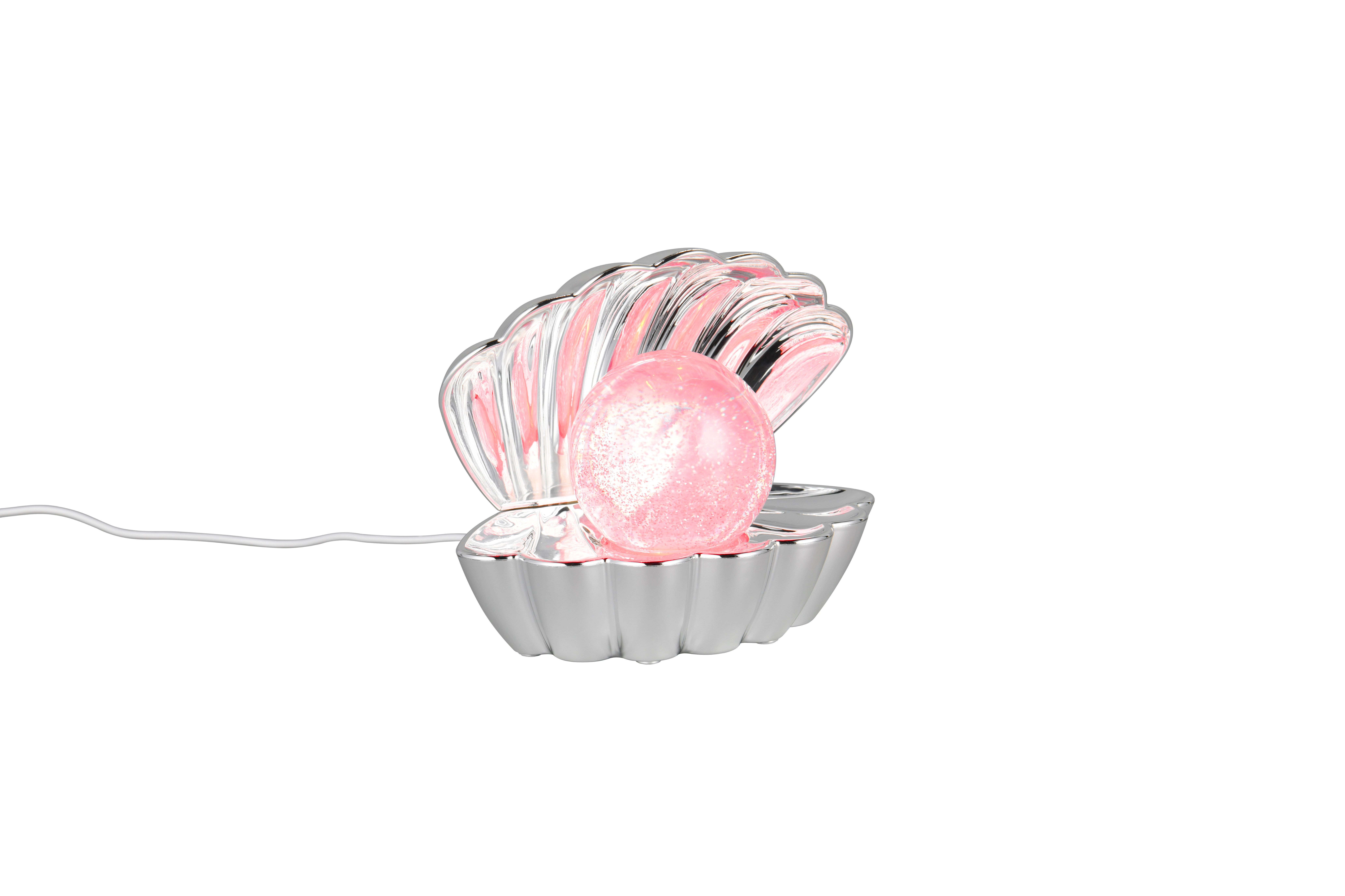 Reality Leuchten LED-Tischleuchte SHELLY in chrom, Kunststoff weiß, Licht