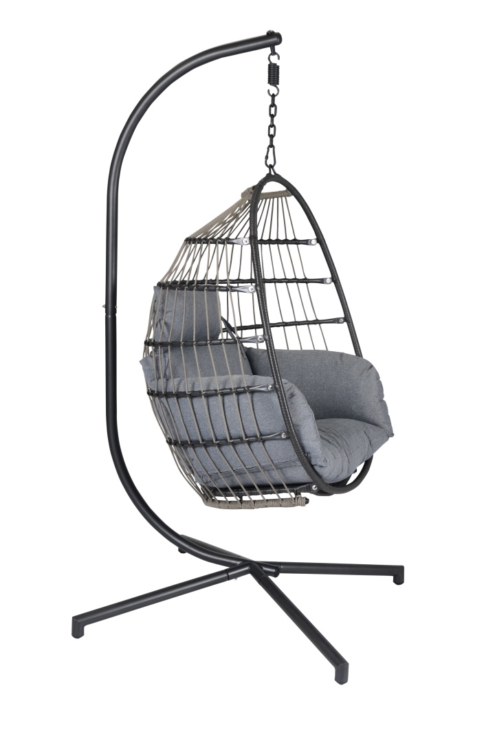 Hängesessel SUNAI in Schwarz L.C. Wholesaler Hängesessel SUNAI ca. B81 H114 T64 cm in Geflecht flach grau/Rope grau
