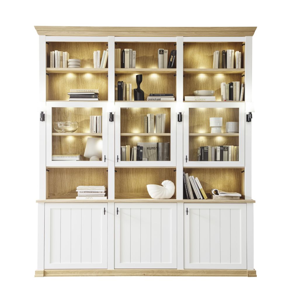 SCHÖNER WOHNEN-Kollektion Bücherwand VILLAGE in Weiß / Akzent Asteiche