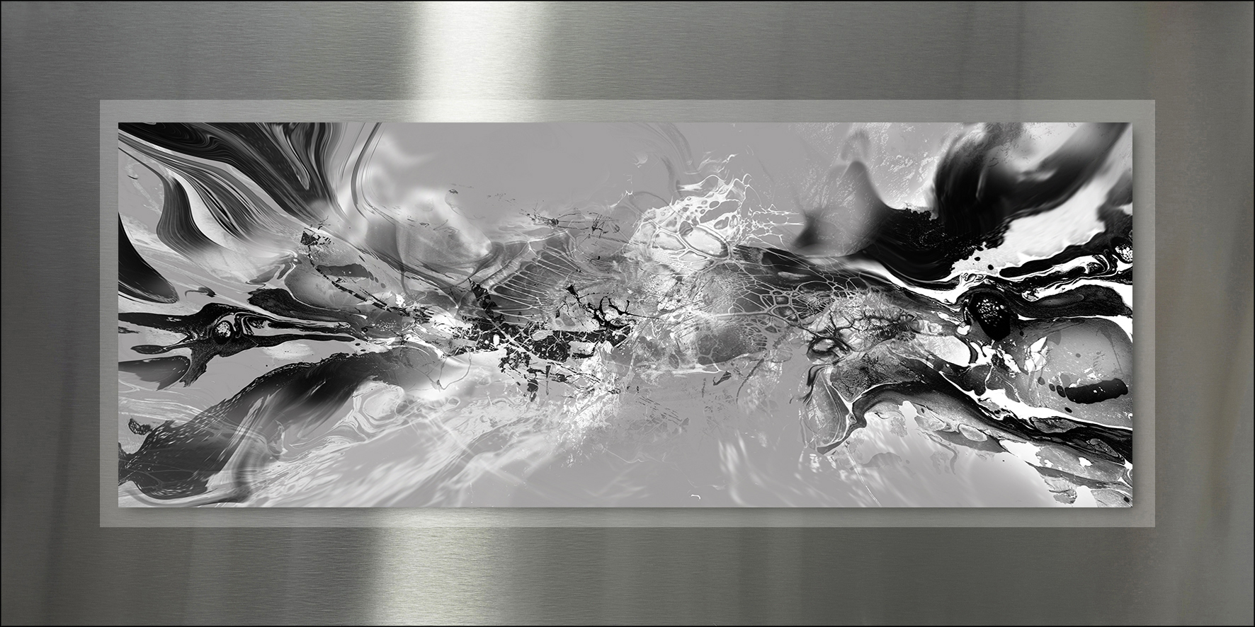 PRO ART Double-Alu -Dibond bedruckt mit Aufsatz aus Dibond 100x50cm Abstract Waves lll, Kunst, Moderne Kunst, Malerei