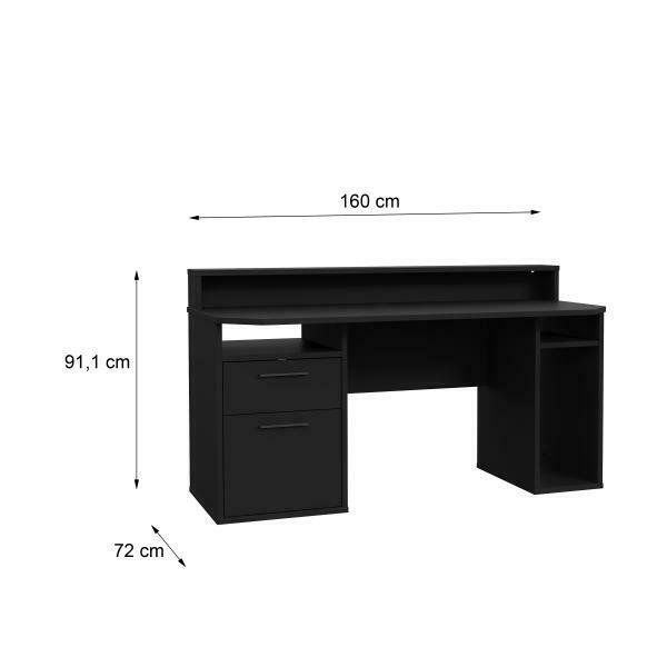 Forte Schreibtisch Tezaur in schwarz matt