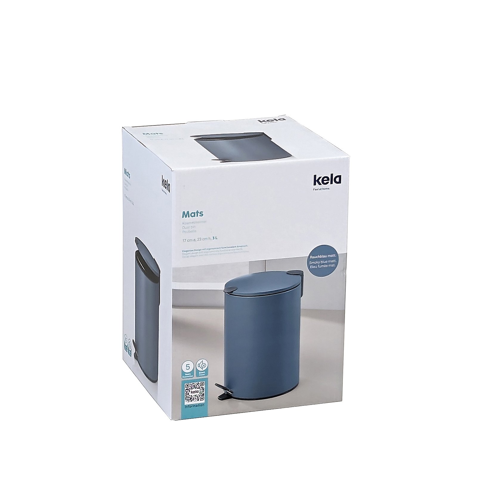 Kela Kosmetikeimer MATS in Farbe rauchblau, Abfalleimer, Mülleimer, Korb, Rund, Blau
