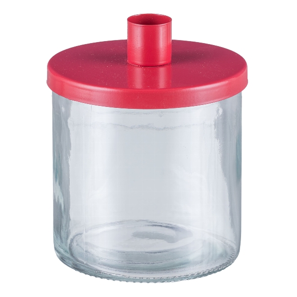Glas m.Metallaufsatz 4423514-08 in Rot, Glasbehälter, Aufbewahrungsbehälter, Glasgefäß, Roter Deckel, Vorratsdose