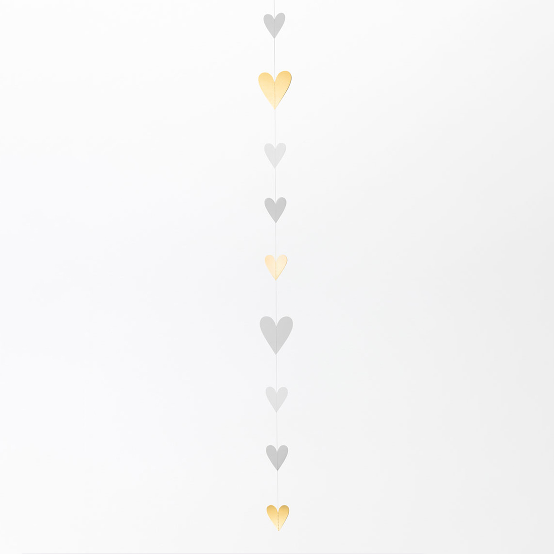 Papierkette Goldherzen in Farbe gold, hängende deko, herz-girlande, gold/gray, papierdekoration, wanddeko