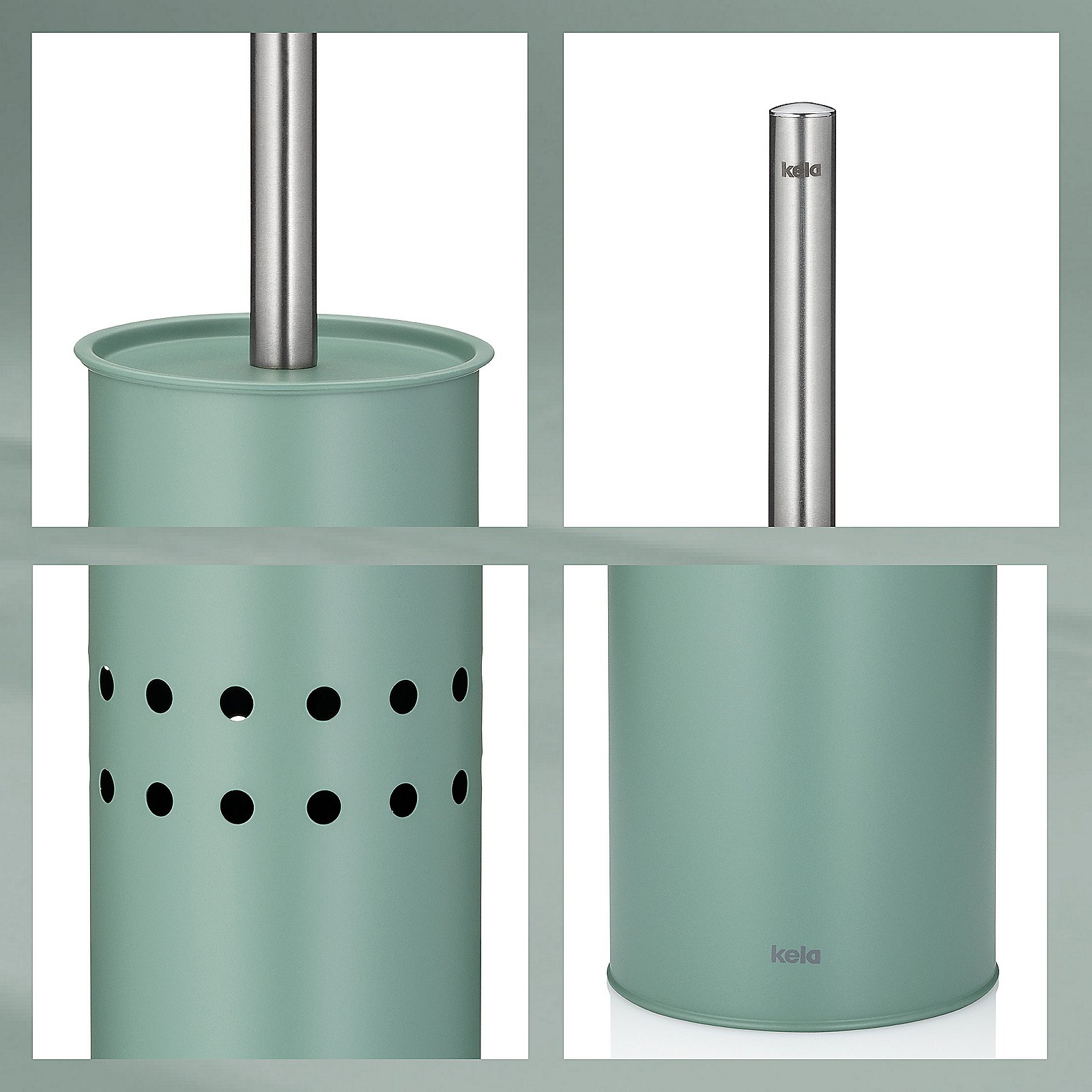 Kela WC-Garnitur LEO in Jadegrün, Zylinder, Pinsel, Gerät, Werkzeug