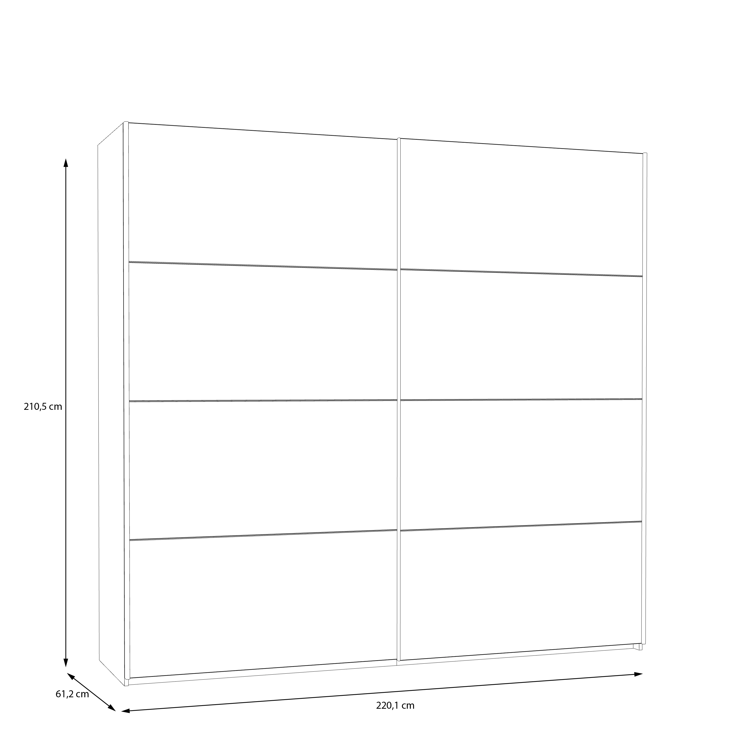 Forte Schwebetürenschrank SCHACH&MATT ca.B220 H211 T61 cm in Artisan Eiche/weiß M576