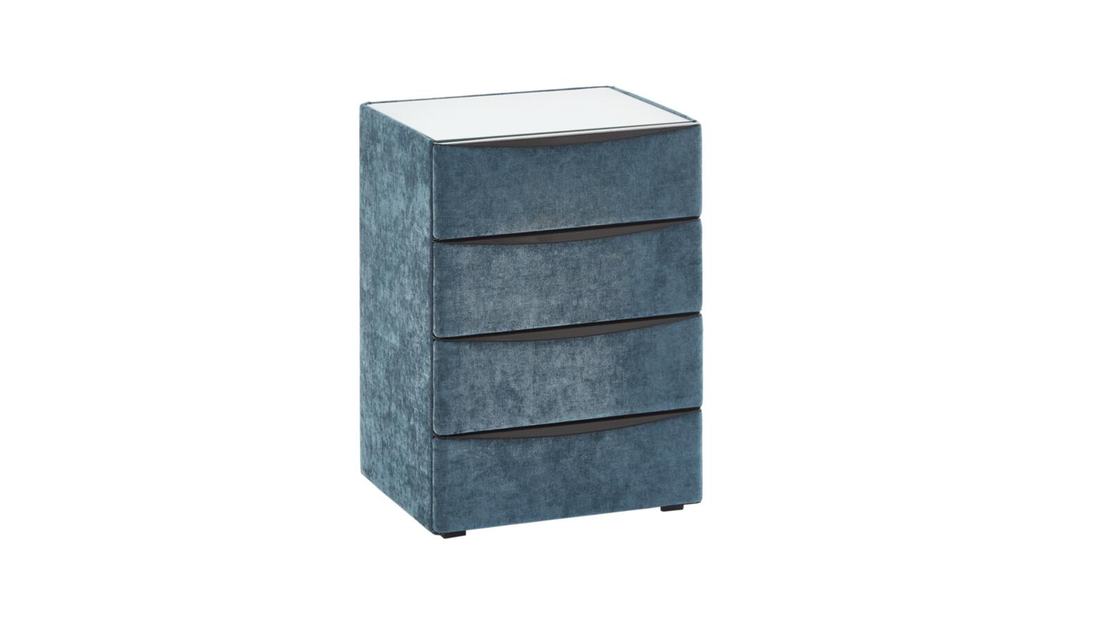 Oschmann Comfortbetten Nachtkonsole Dreamplace 2,0 BX Stoff Blau Oschmann Comfortbetten Nachtkonsole DREAMPLACE 2,0 BX in Farbe Auri petrol, Kommode, Blau, Vier Schubladen, Spiegelplatte, Plattenoberfläche