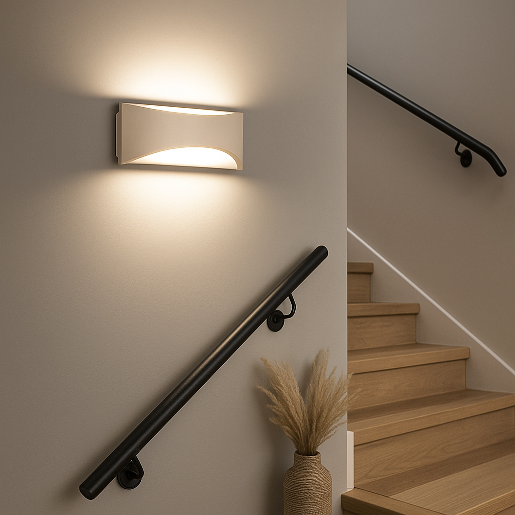 Fischer & Honsel LED-Wandleuchte RIO 1-flammig in Farbe Metall sandfarbig/Acryl weiß Fischer & Honsel LED-Wandleuchte RIO 1-flammig in Farbe Metall sandfarbig/Acryl weiß, Handlauf, Gehäuse, Treppe, Taktstock, Lampe
