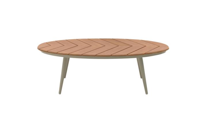 Interliving Couchtisch IL7015 mit Platte in Teakholz natur/Aluminium taupe Interliving Couchtisch IL7015 mit Platte in Teakholz natur/Aluminium taupe, Kaffeetisch, Mobiliar, Tabelle, Esstisch