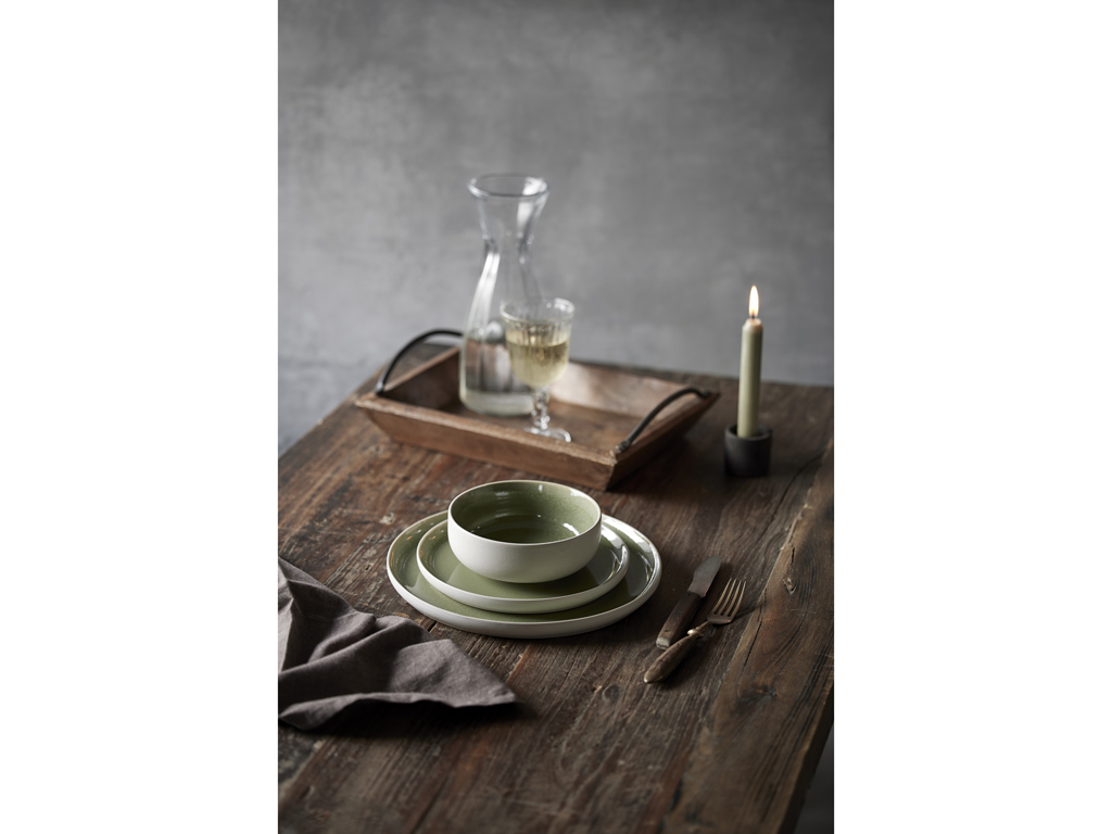 F&H Lunchteller STUDIO ROUND NORTH in Farbe Matte white/Shiny moss