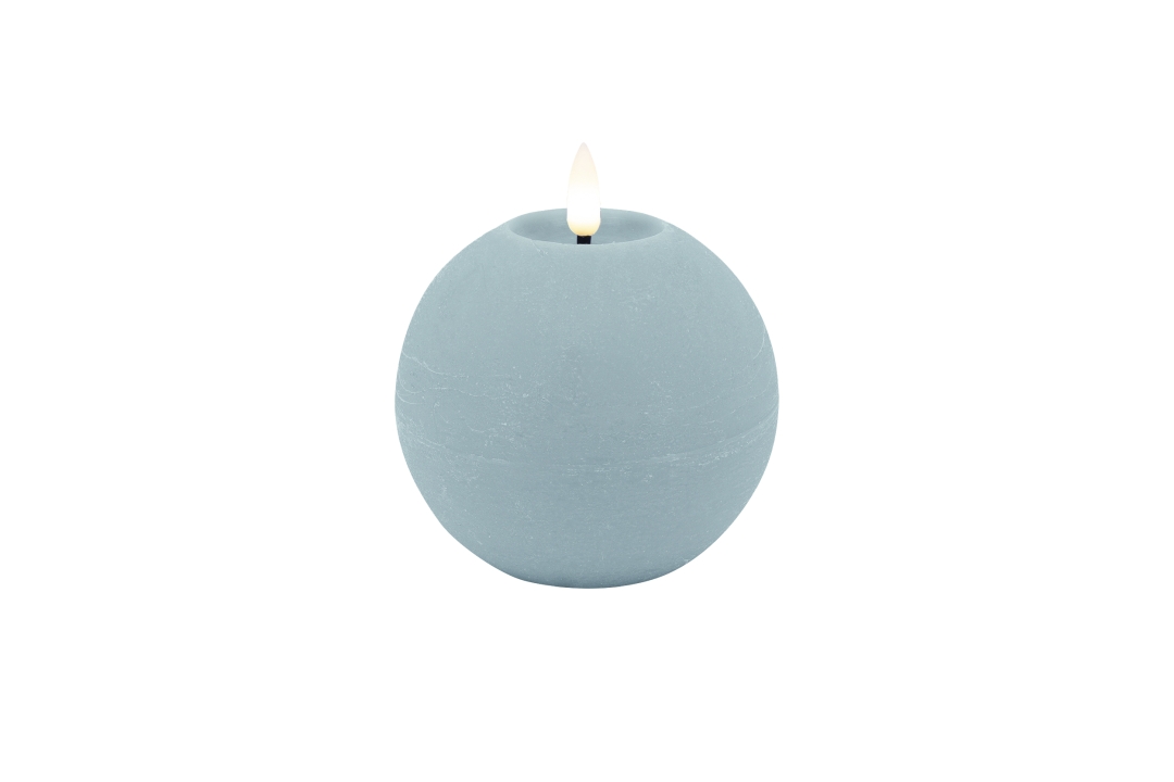 L.C. Wholesaler LED-Kugelkerze SUMMER ca. Ø 10, H 8,5cm in Summer blue rustic