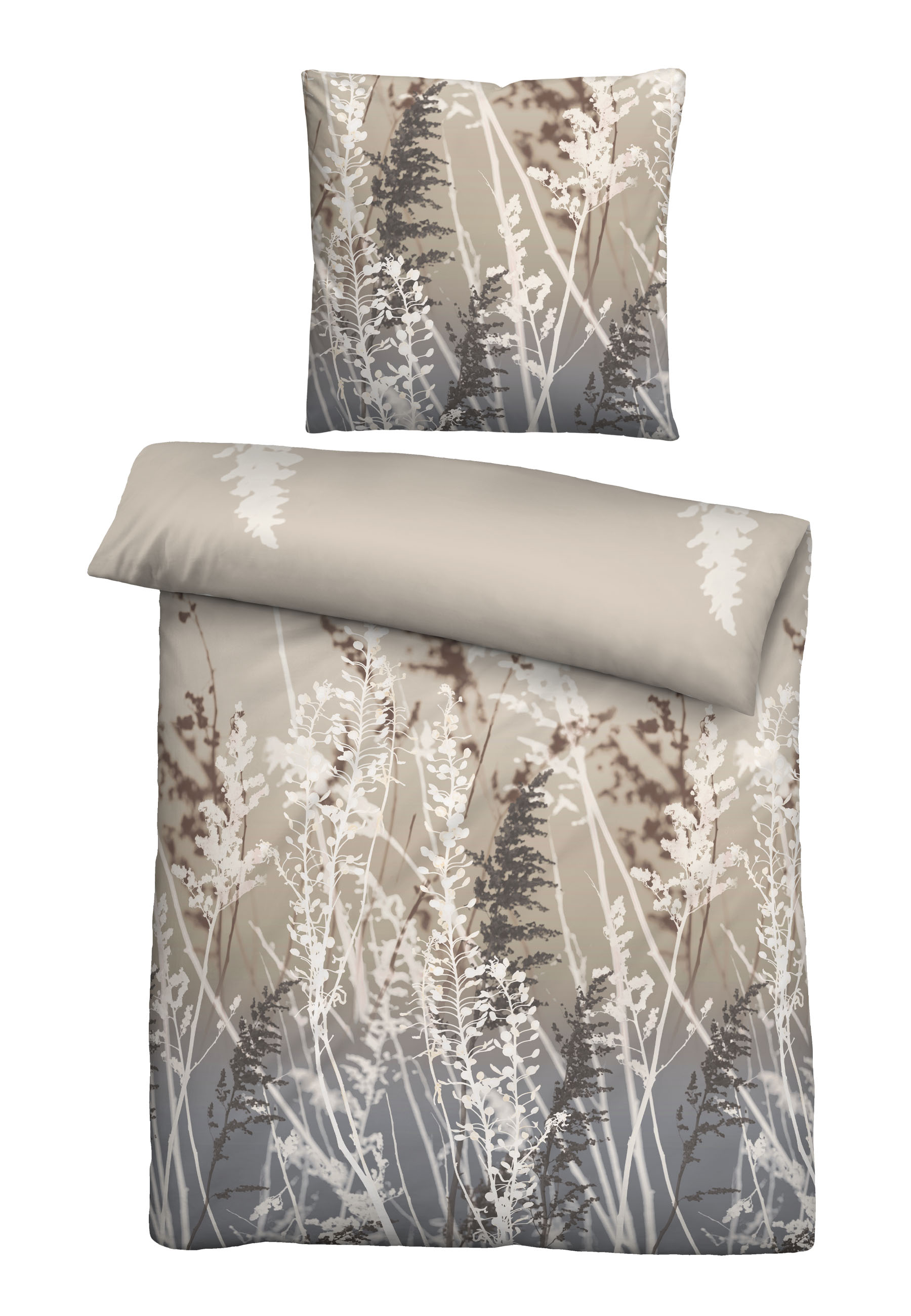 Biberna BIBER-Bettwäsche ca. 155x220cm in Farbe Taupe, Kissen, Dekoration für Zuhause, Mobiliar, Bett