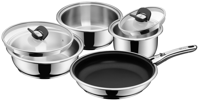 WMF Click&Serve Kochgeschirr Vorteils-Set 7-teilig in Edelstahl/schwarz