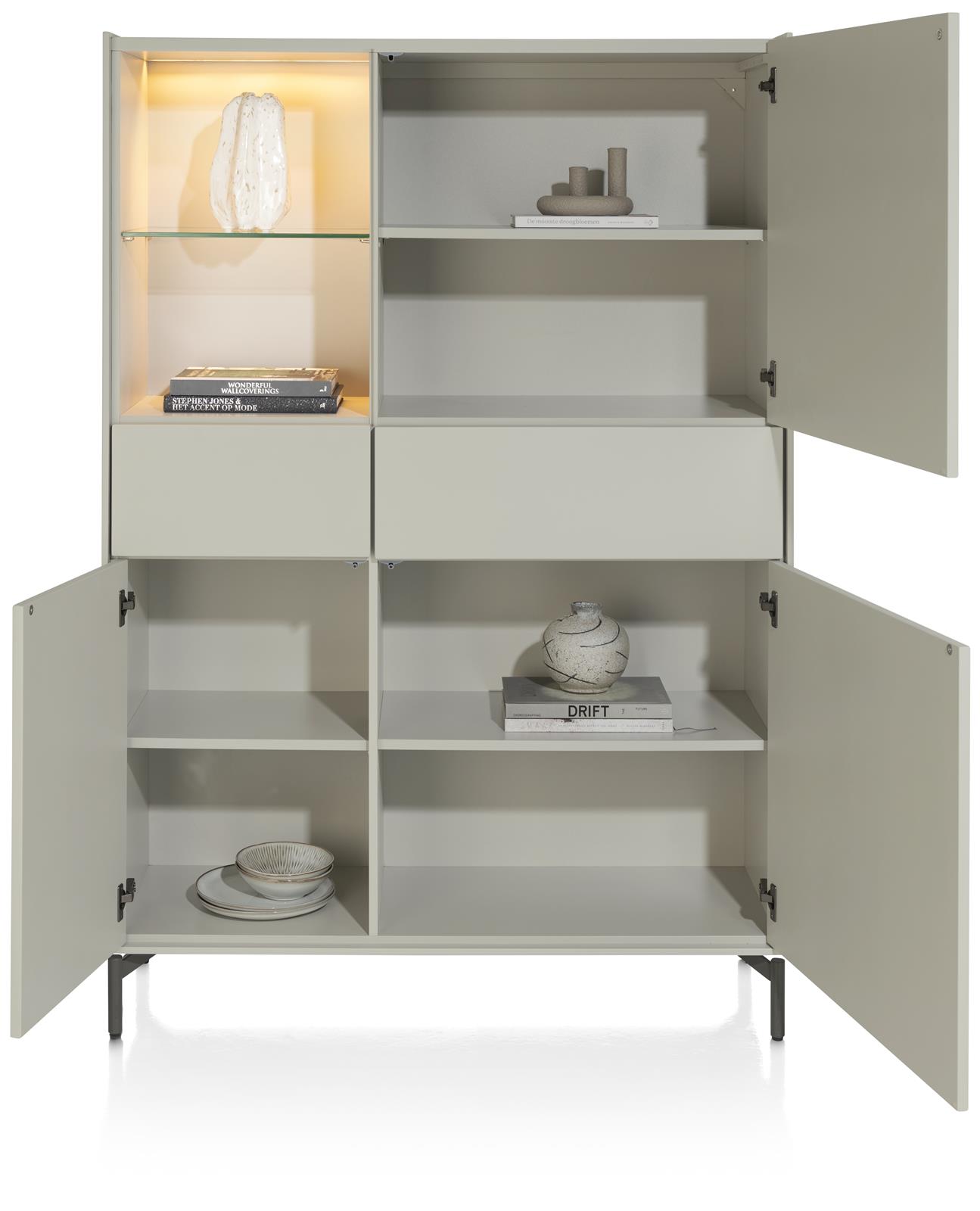 XOOON Highboard Noon ca. B120 H175 T42 cm in silk grey lackiert XOOON Highboard Noon ca. B120 H175 T42 cm in silk grey lackiert