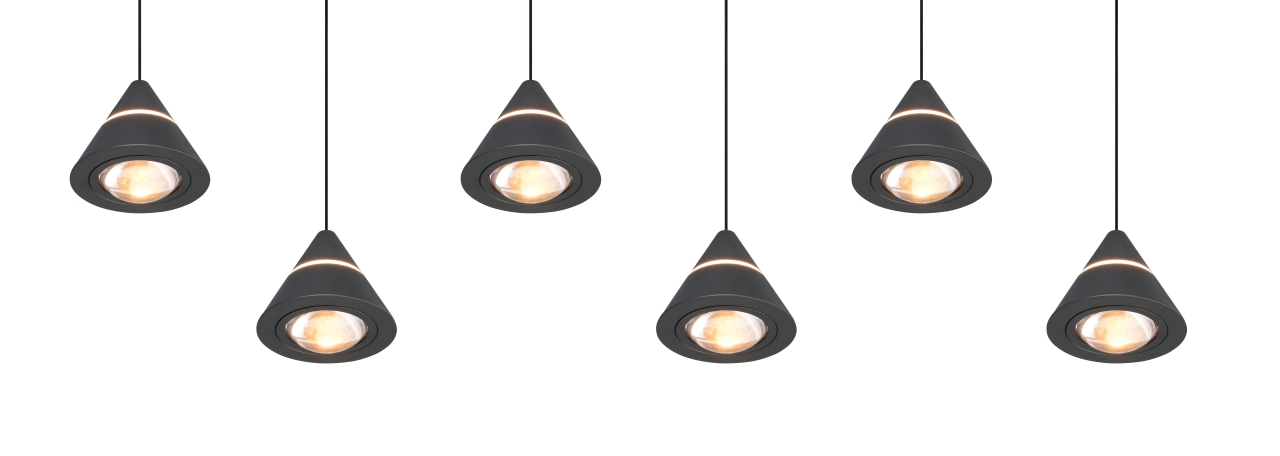 Trio LED-Pendelleuchte ROMEO 6-flammig in Farbe schwarz matt, Leuchter, Lampe, Beleuchtung